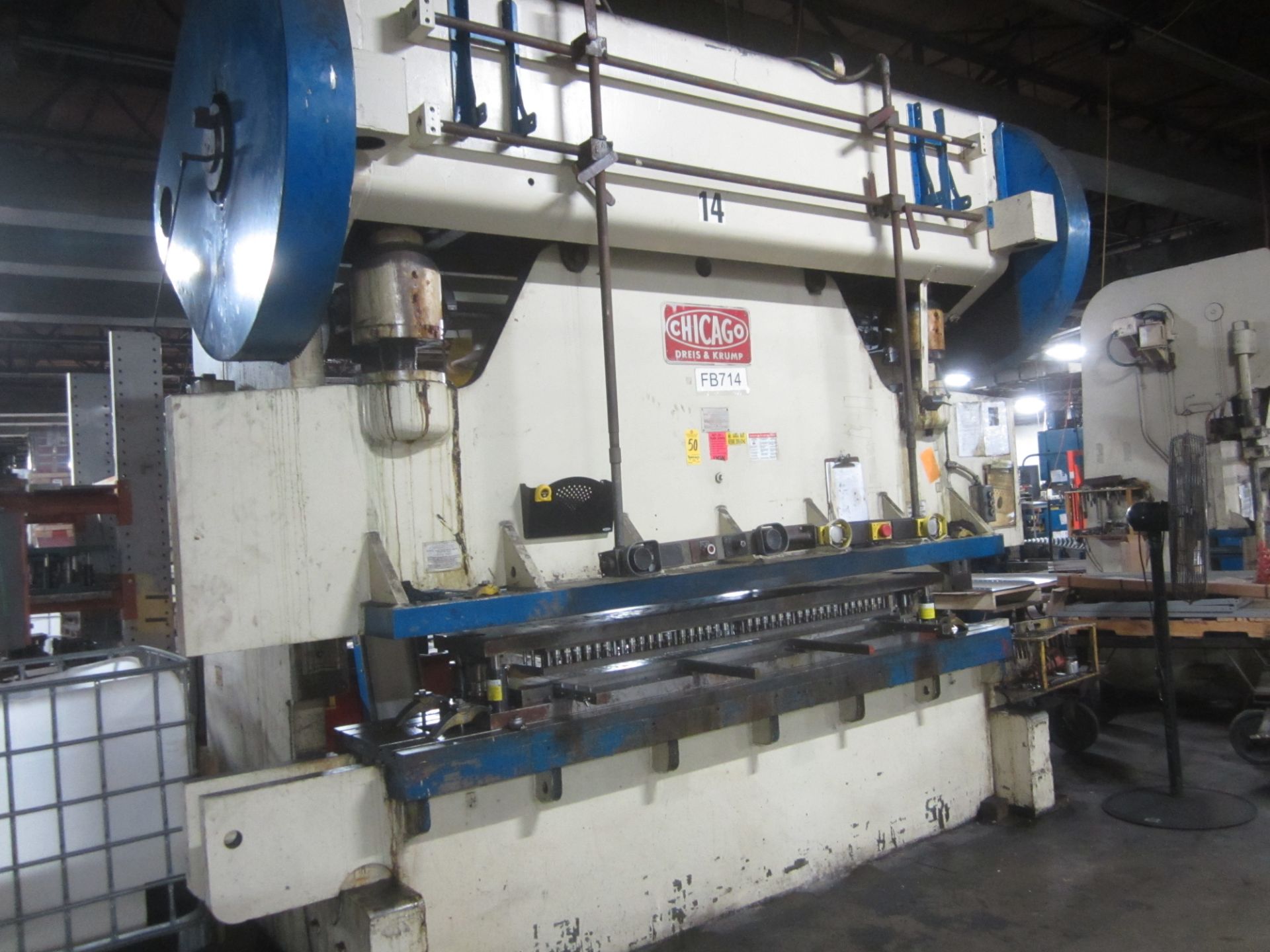 Chicago Dreis & Krump Model 400-D-10 Mechanical Press Brake, s/n P-9376, 400 Ton, 10’6” Overall, 8’