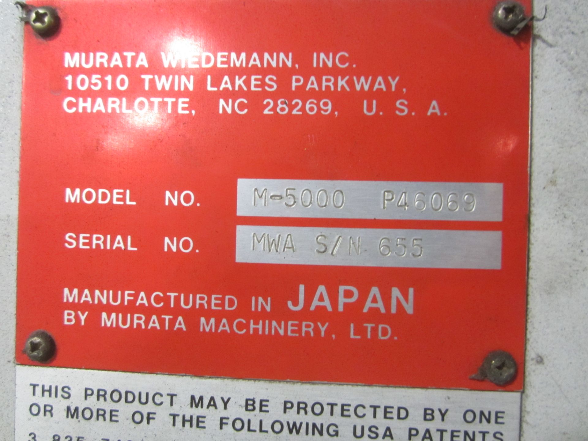 Muratec Model M5000 CNC Turret Punch, s/n 655, Fanuc 16P CNC Control, 45 Ton, 72” X 60” Sheet Size - Image 9 of 9