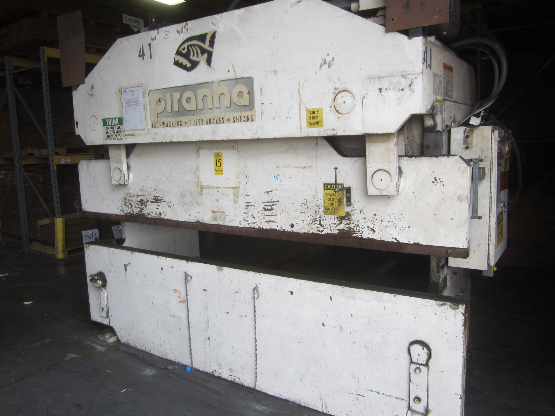 Piranha Model 9510 Hydraulic Press Brake, s/n 95101125, 95 Ton, 10’ Over Overall, 8’6” Between