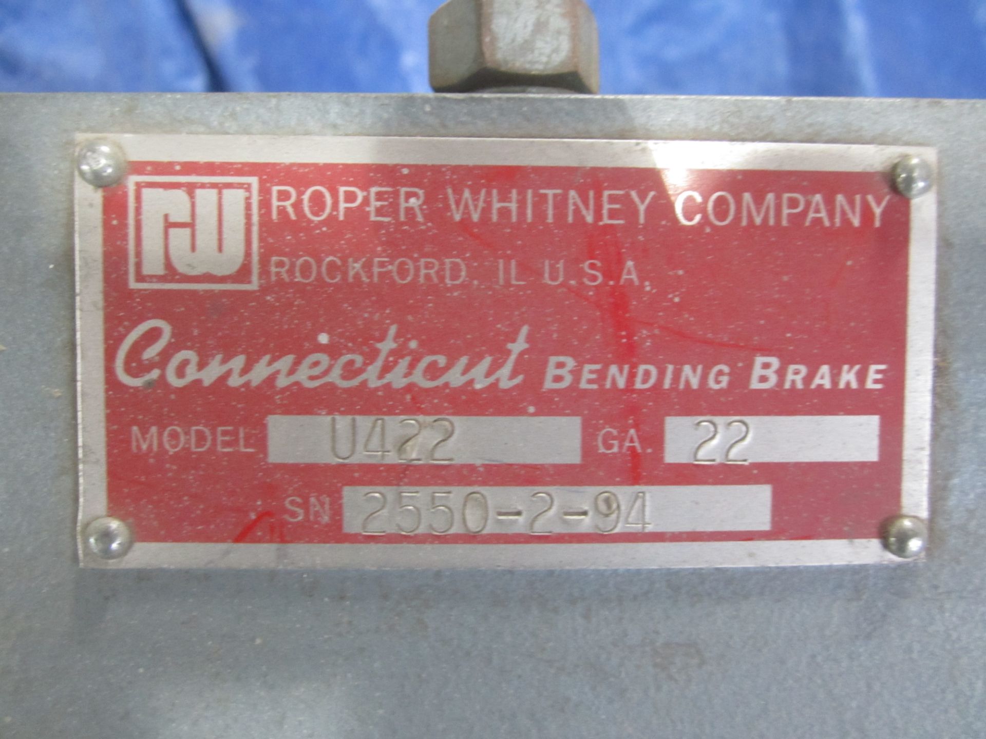 Roper Whitney/Connecticut Model U422 Box and Pan Brake, s/n 2550-2-94, 4' X 22 Gauge Capacity, - Image 4 of 4
