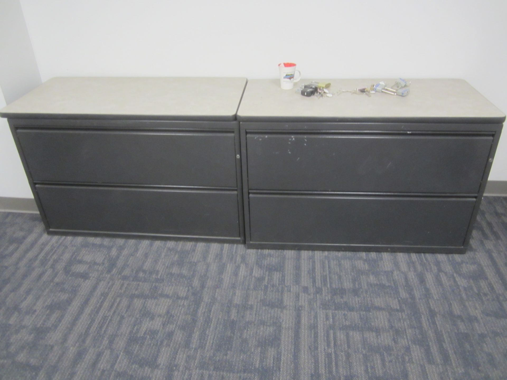 L-Shaped Desk with Backshelf, (2) 2-Drawer Lateral Files, and 4-Drawer File Cabinets - Image 2 of 3