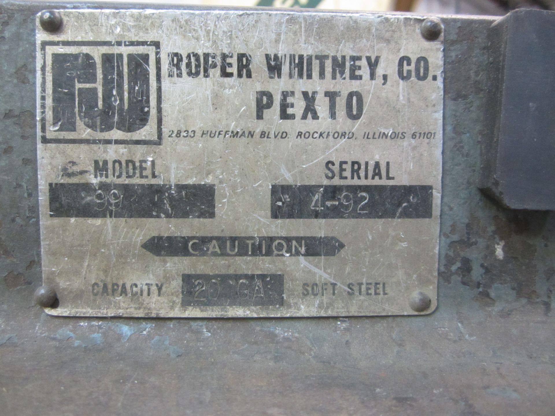 Roper Whitney/Pexto Model 99 Letter Forming Hand Brake, with Stand, s/n 4-92, 12" X 20 Gauge - Image 2 of 2