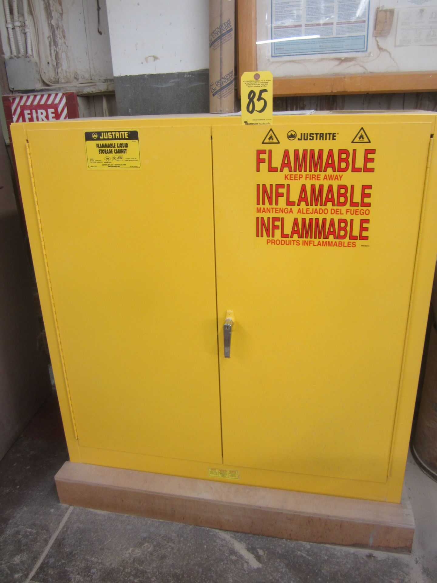 Justrite #25300 Flammable Liquid Storage Cabinet and Contents