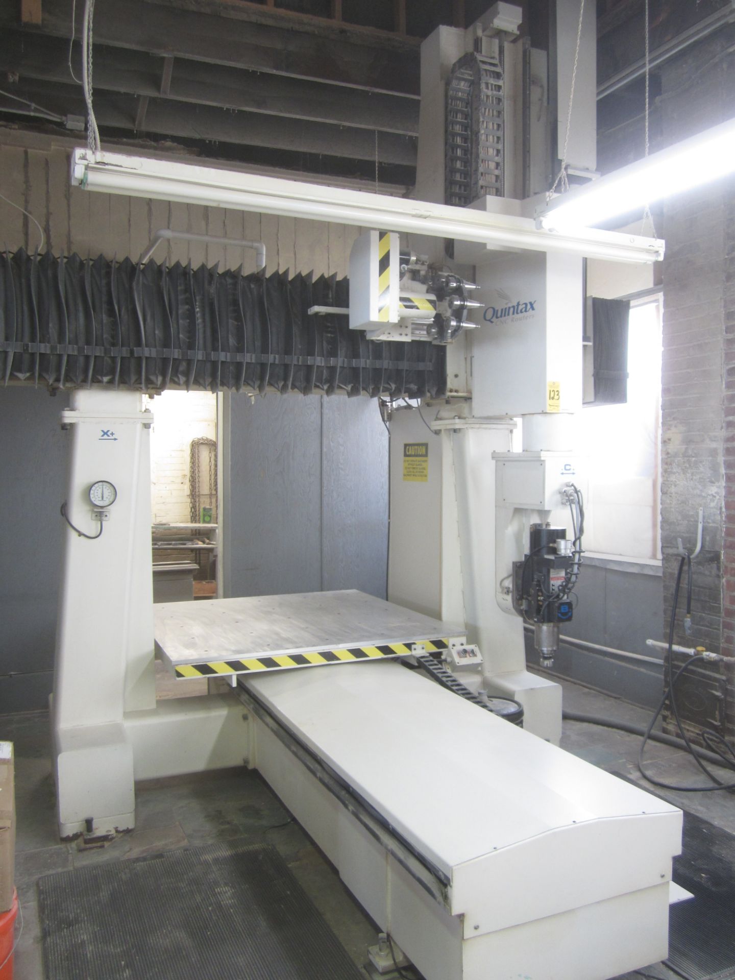 Quintax Model QM-505-S5.1 Gantry Style CNC Router, s/n Q1006, New 1999, Fagor 8055/B-M CNC