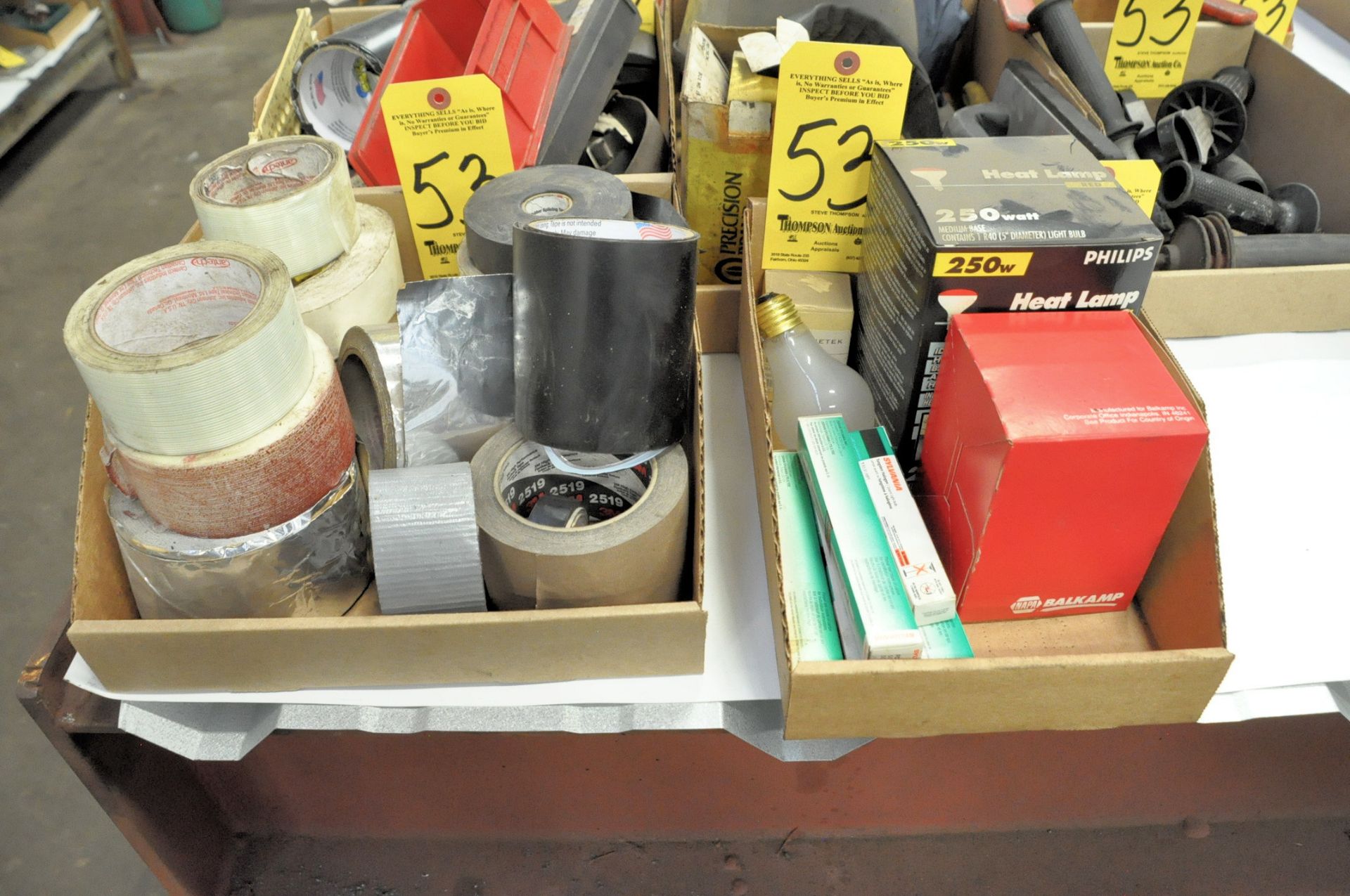 Lot-Tapes, Grinder Handles, Light Bulbs, Saw Blades, Hardware, Chain, etc. in (8) Boxes - Image 5 of 5