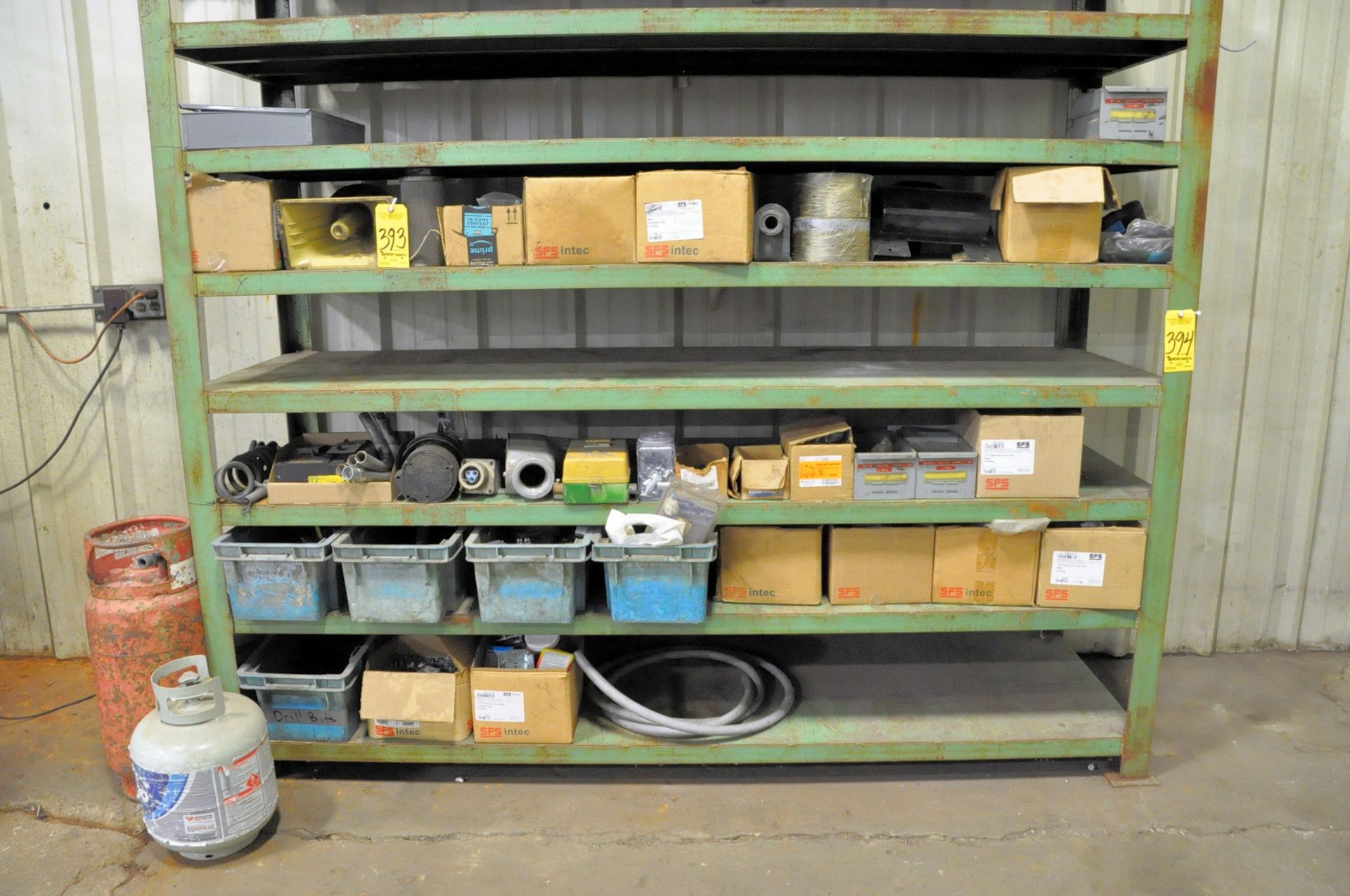 Lot-Belts, Electrical Maintenance and General Maintenance Parts on (1) Shelving Unit, (Rack Not