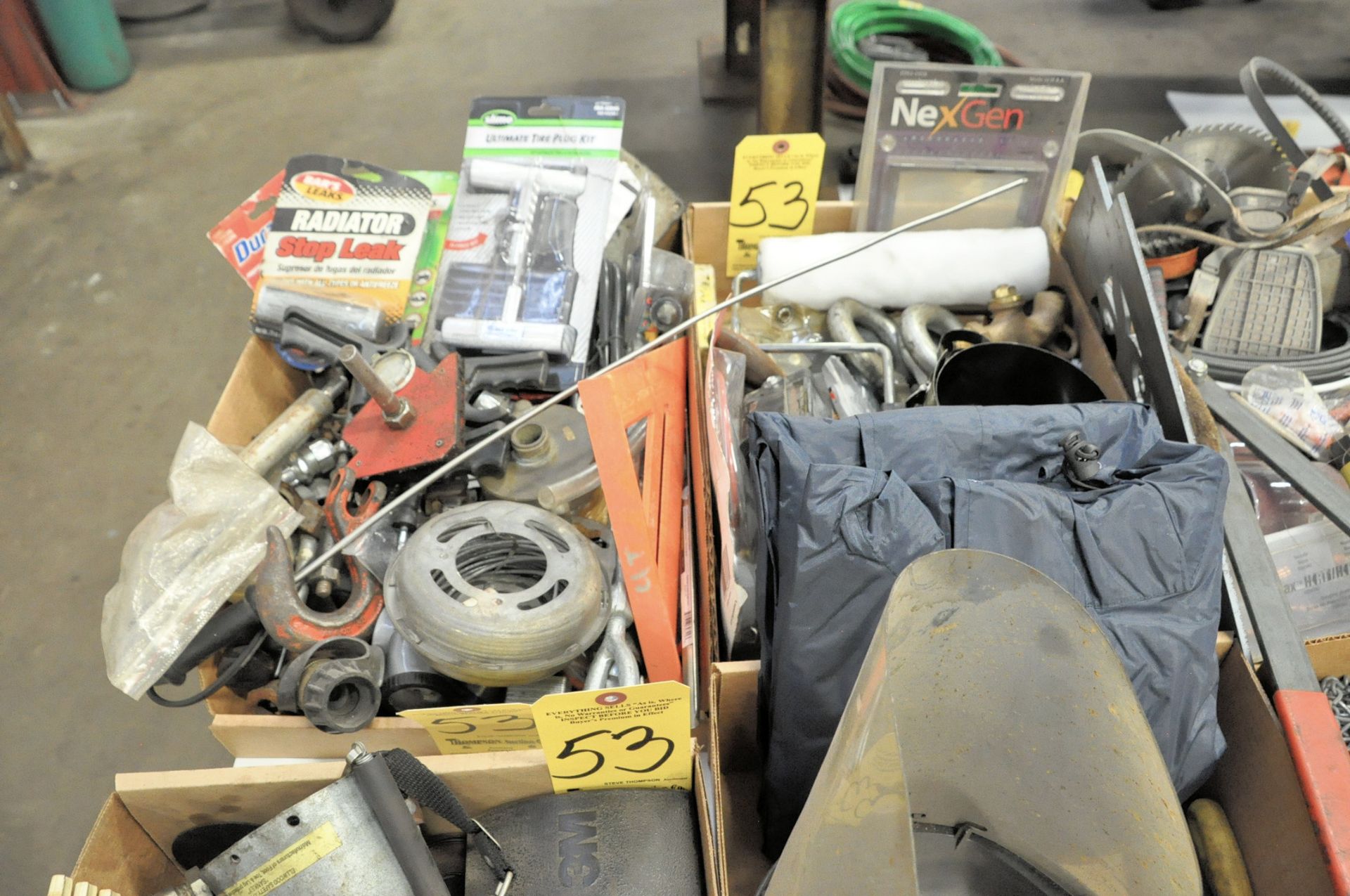 Lot-Tapes, Grinder Handles, Light Bulbs, Saw Blades, Hardware, Chain, etc. in (8) Boxes - Image 2 of 5