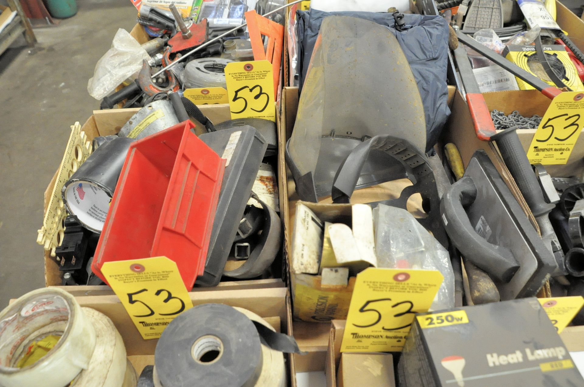 Lot-Tapes, Grinder Handles, Light Bulbs, Saw Blades, Hardware, Chain, etc. in (8) Boxes - Image 4 of 5