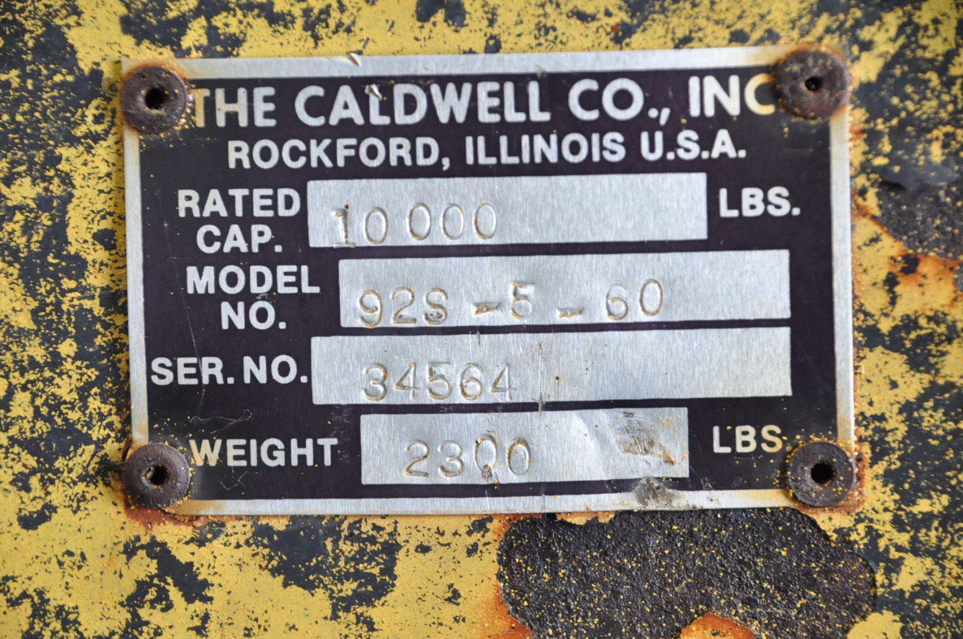 Caldwell Model 92S-5-60, 5-Ton Capacity Crane C-Hook, S/n 34564, (Standing Weight 2,300-Lbs.) - Image 4 of 4