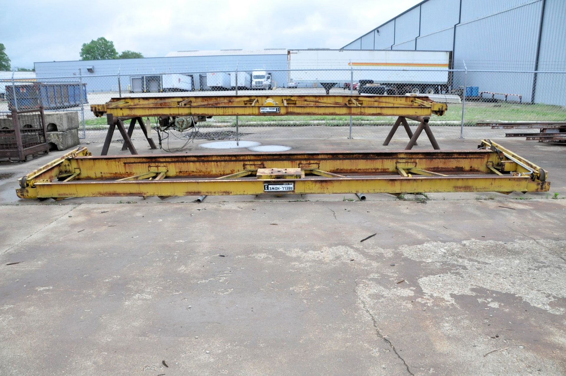 Bell & Howe 3-Ton Crane Bridge, (Hoist Not Included), (Outside in Yard), Loading Fee $100.00