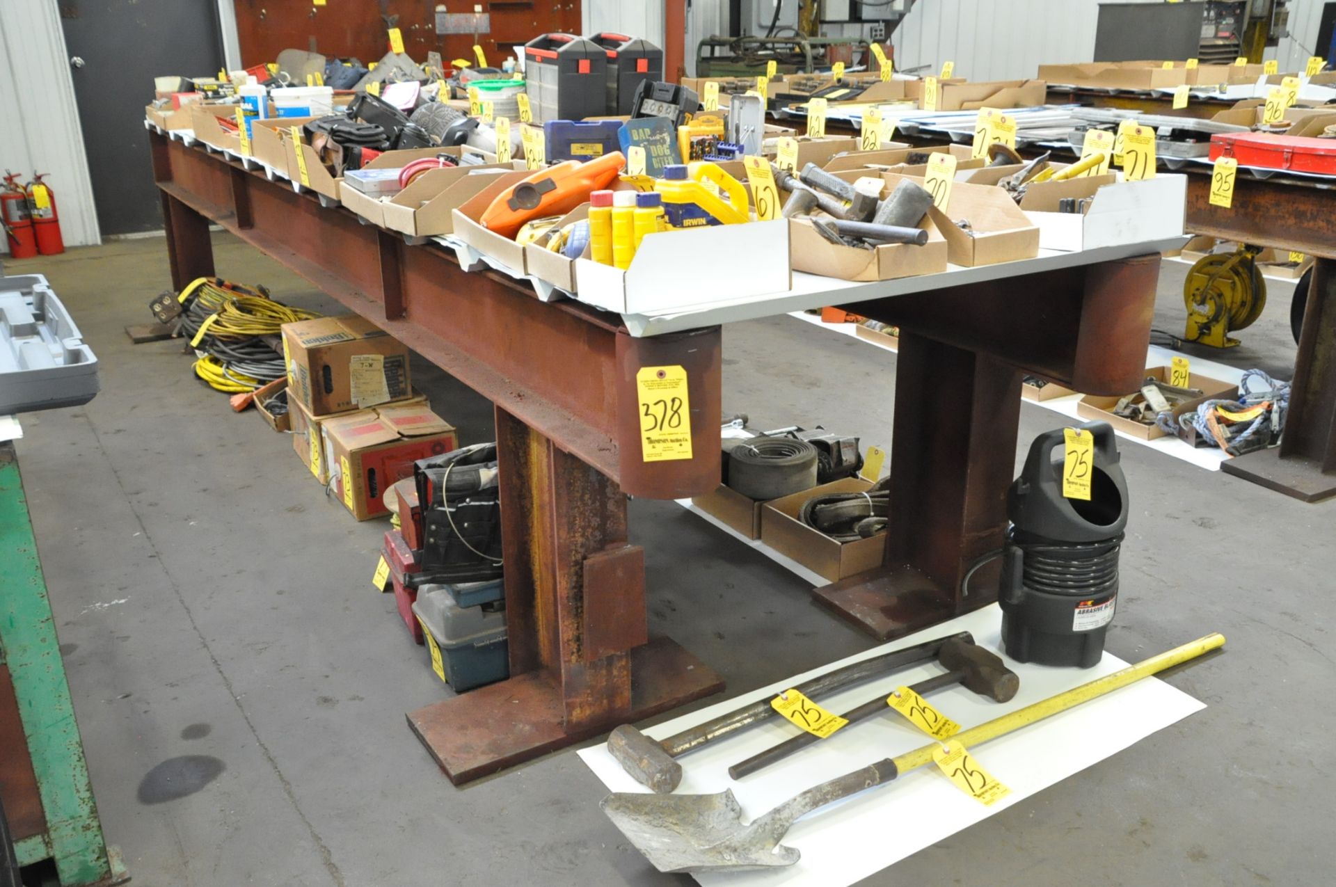 Pair 14' 6" Steel Beam Stands, (Contents Not Included), (Not to Be Removed Until Empty)