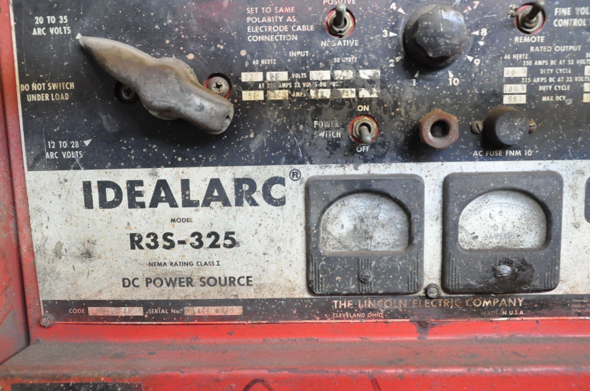 Lincoln Idealarc R3S-325, 325-Amp Capacity DC Arc Welding Power Source, S/n AC400945, with Lincoln - Image 2 of 8