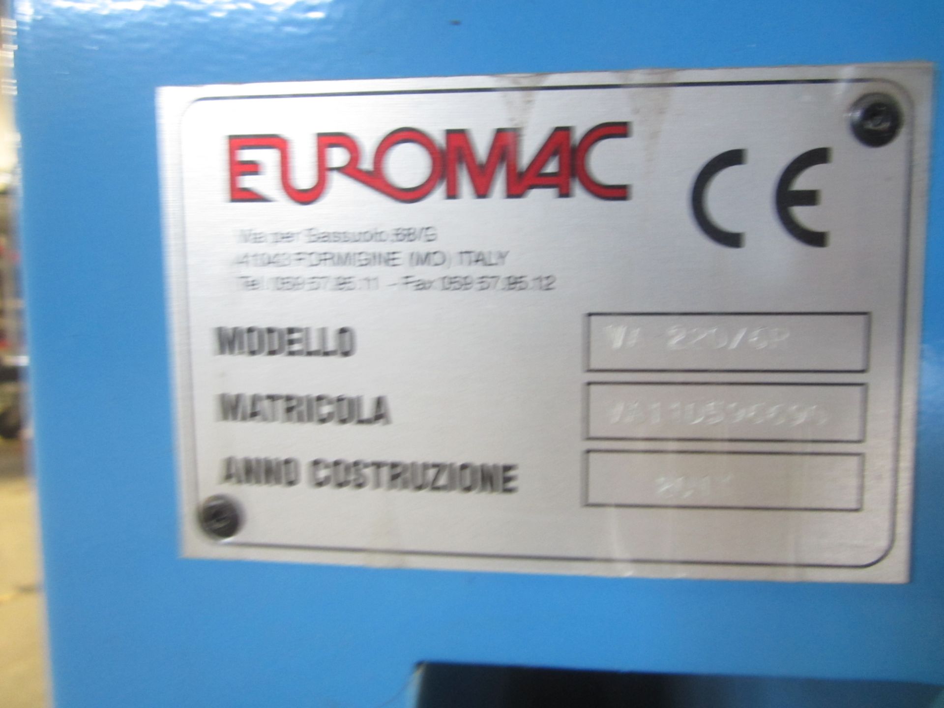 Euromac Model VA-220/6R Hydraulic Notcher, SN VA110596690, 8"x 8"x 1/4" Mild Steel Capacity, 30 - Image 7 of 7