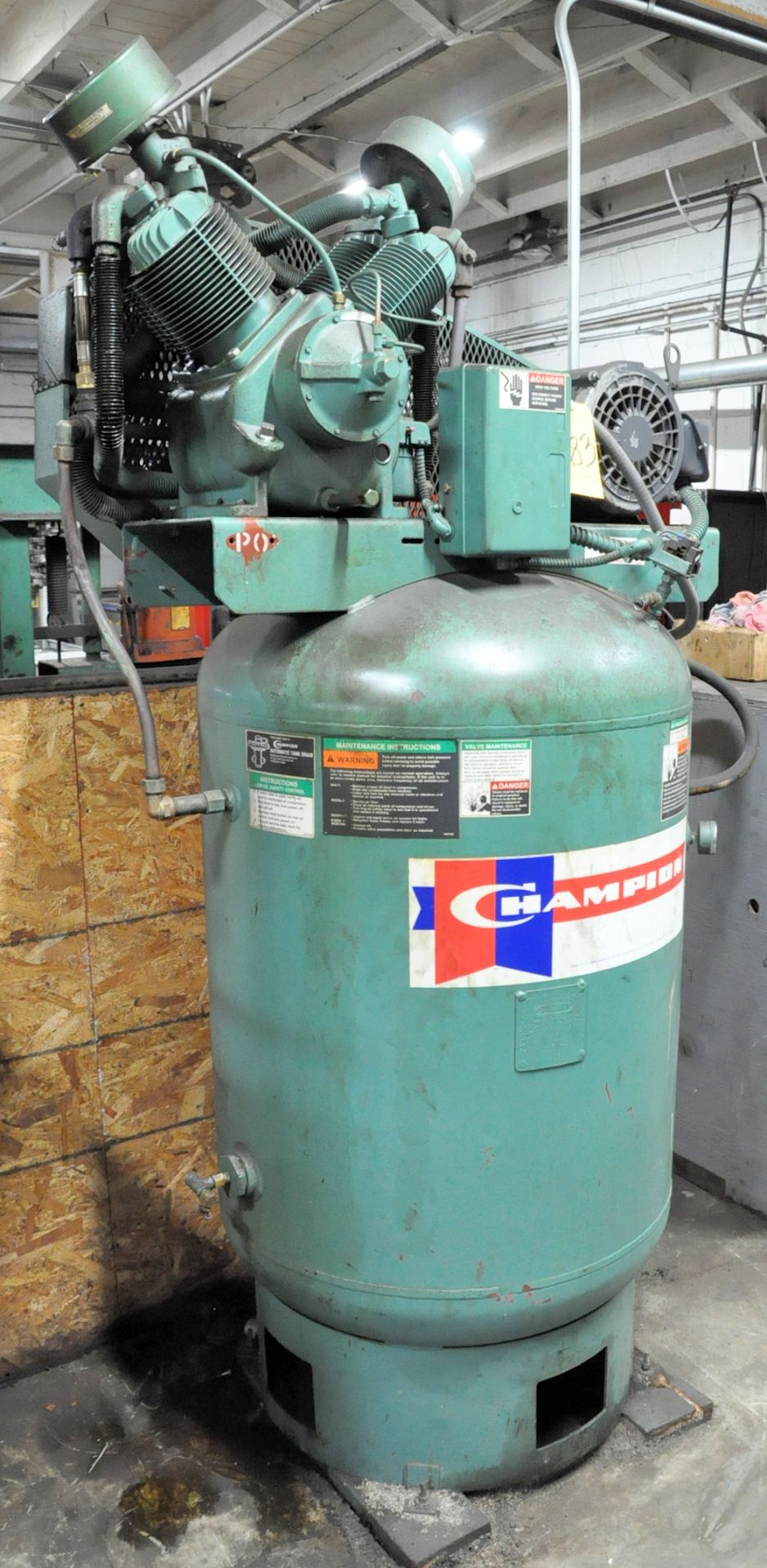 Champion 10-HP Vertical Tank Mounted Air Compressor, S/n N/a, 3-PH - Image 2 of 2