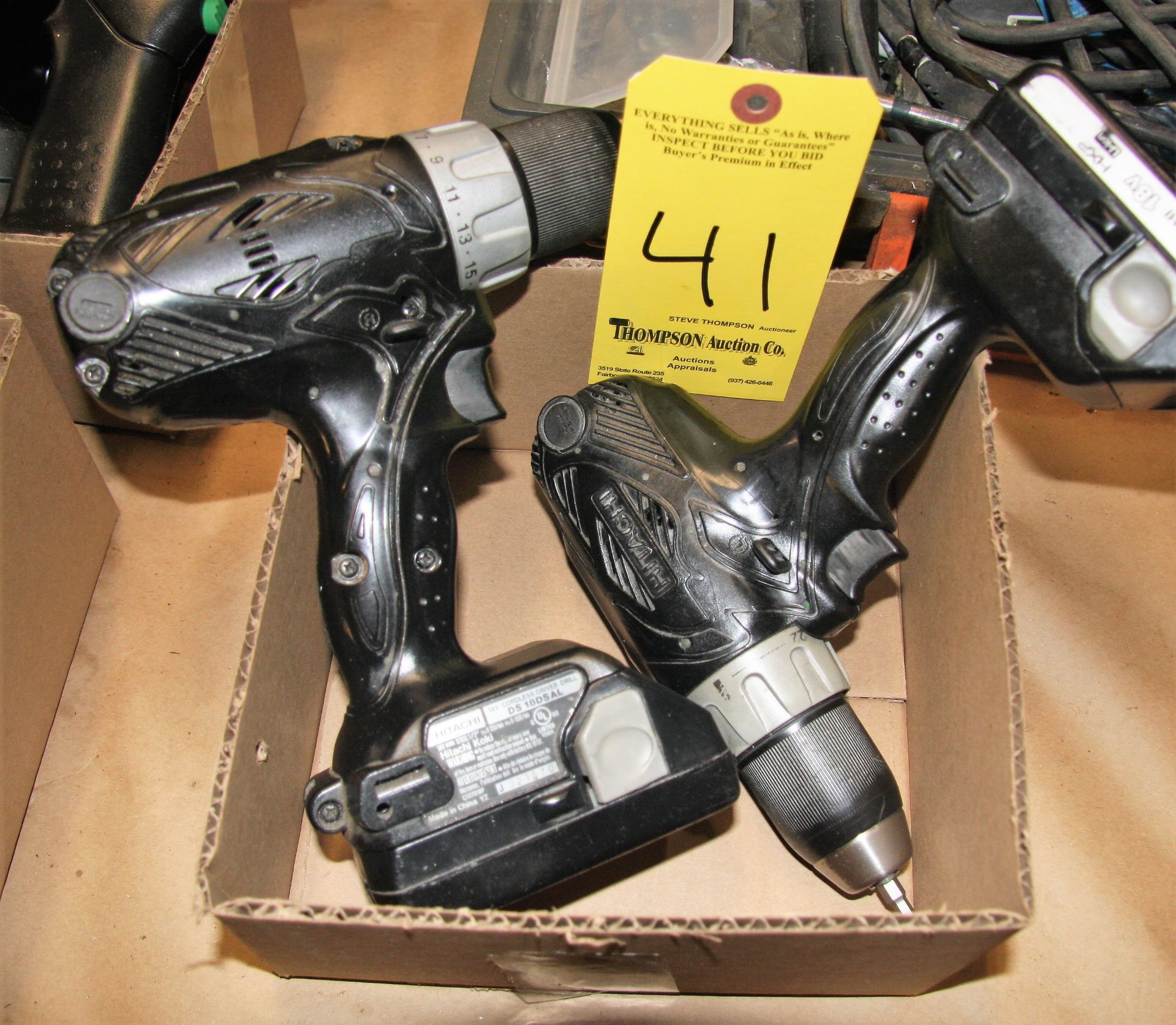 (2) Hitachi Hand Drills, Battery Operated, with Charger