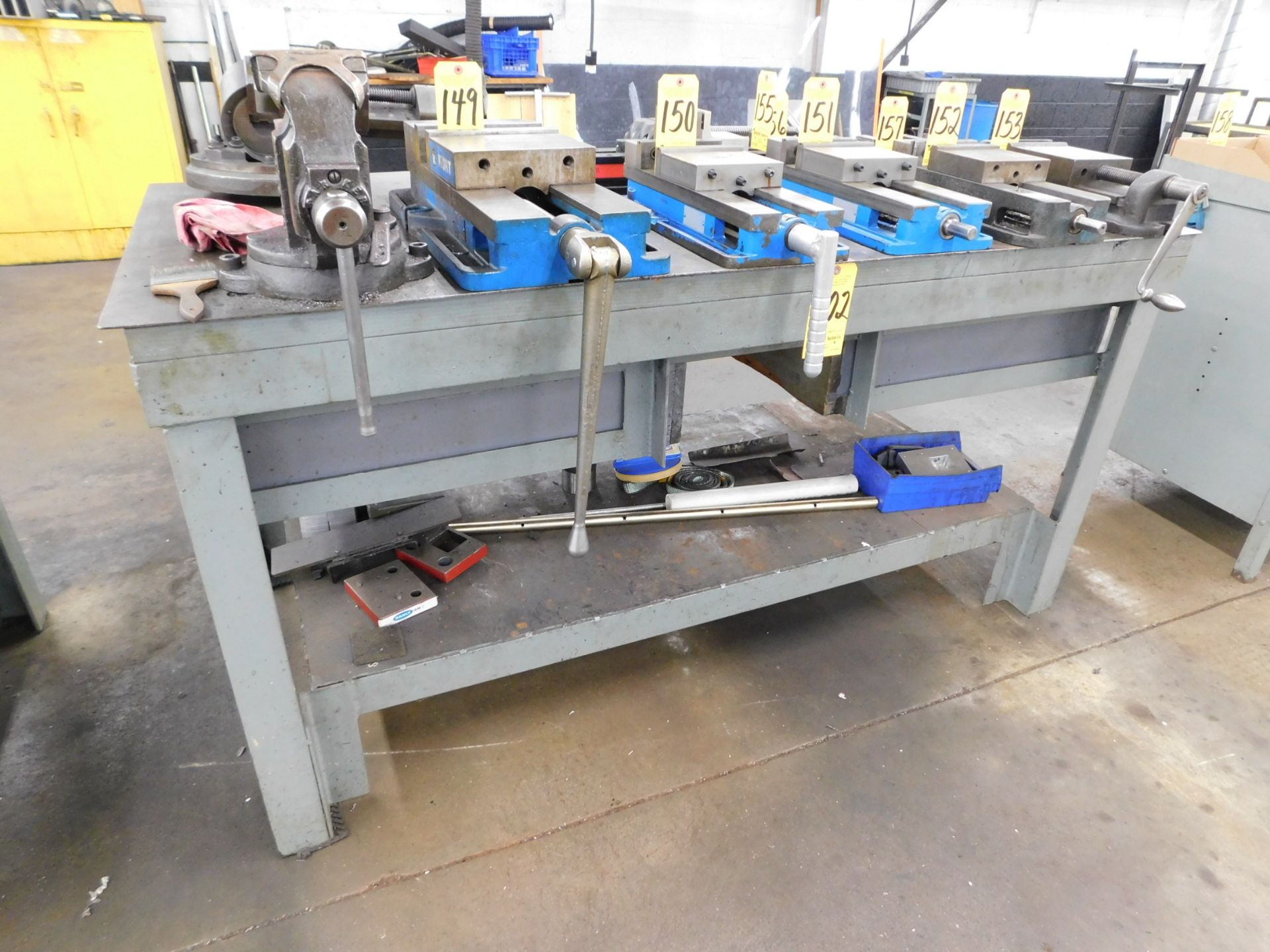 Steel Shop Table, 35" X 70" X 35" High, with Bench Vise