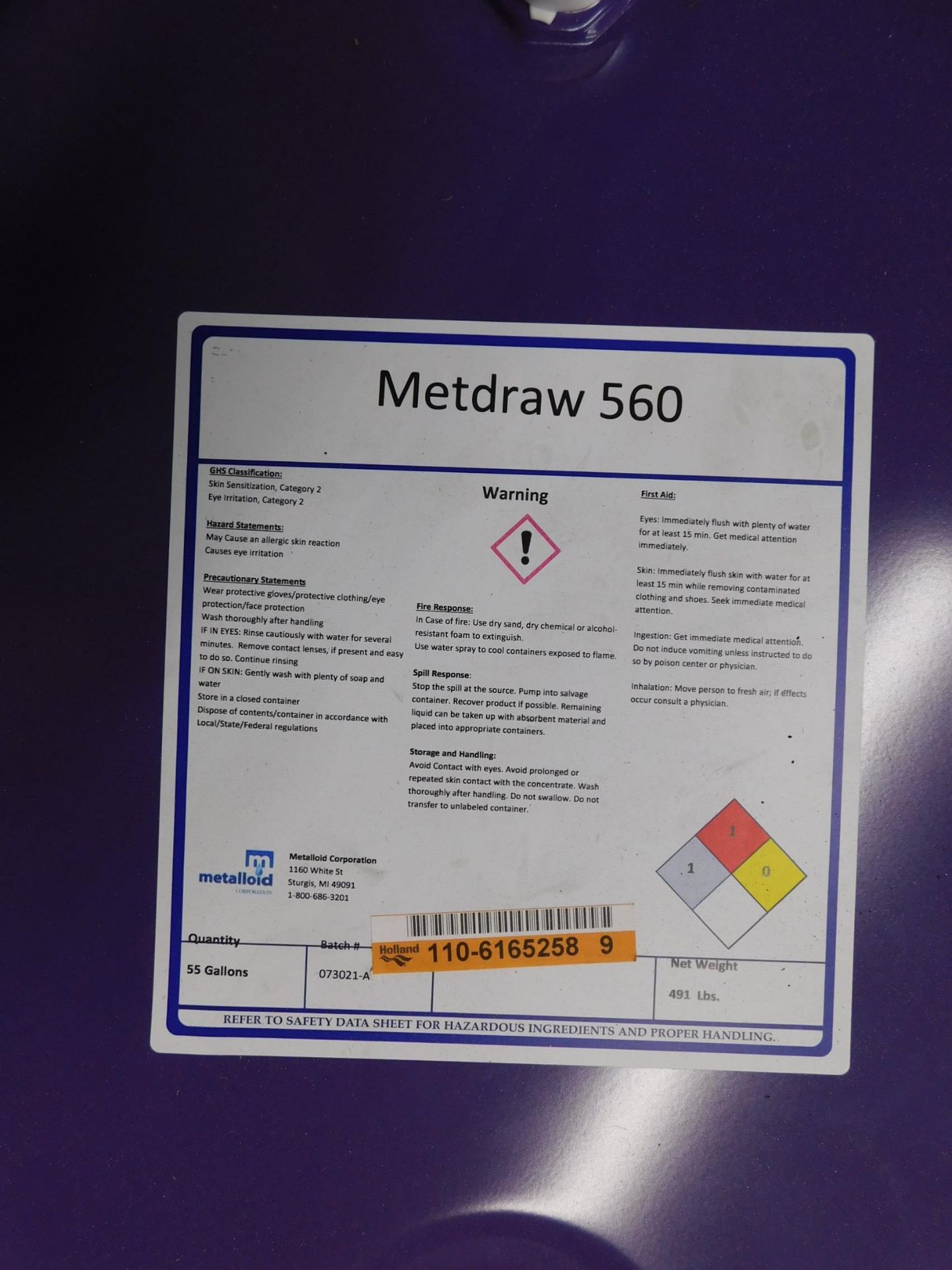 55 Gallon Drum of Metdraw 560 Metalworking Lubricant