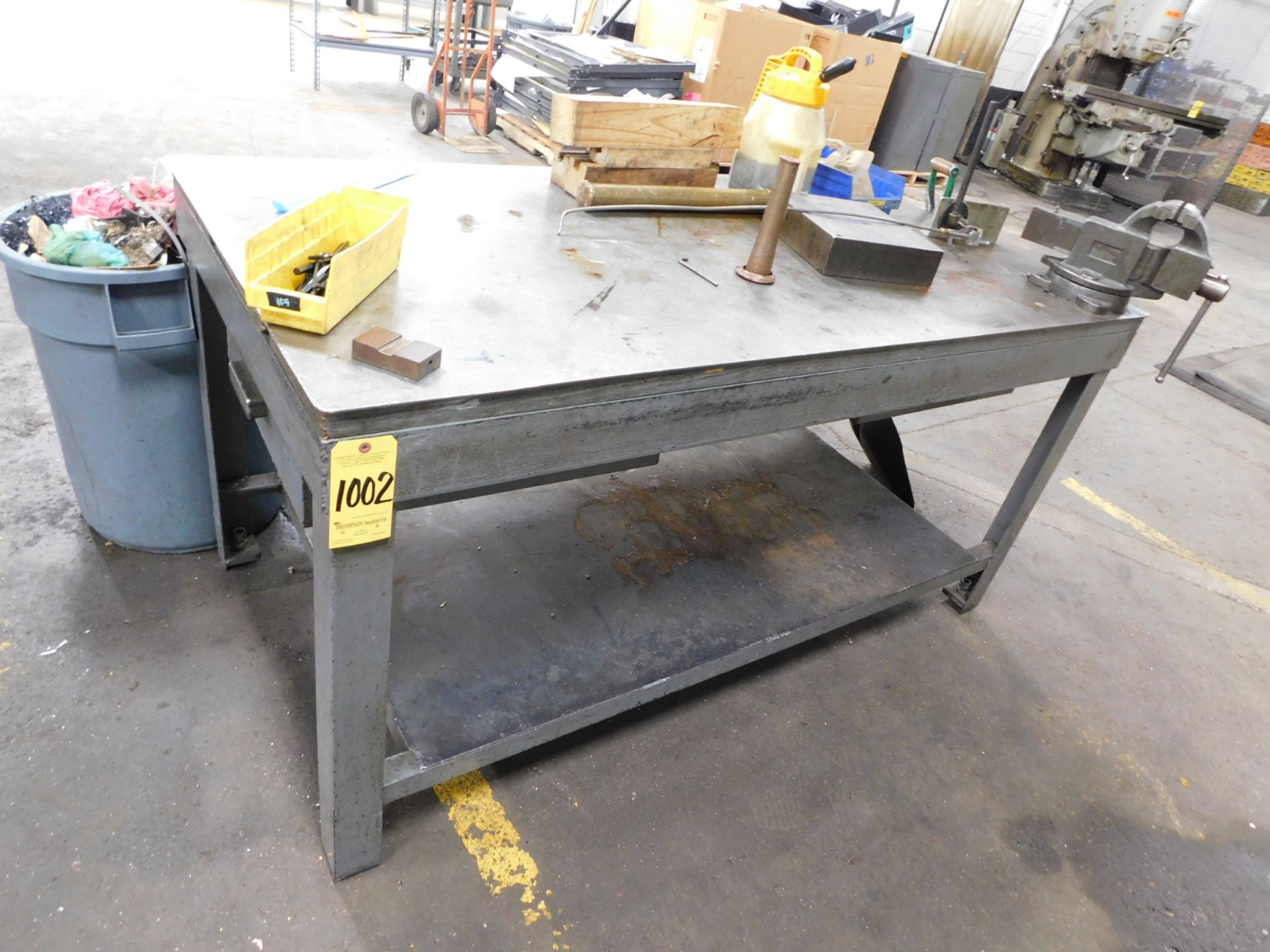 Steel Table, 37" X 73", with Vise