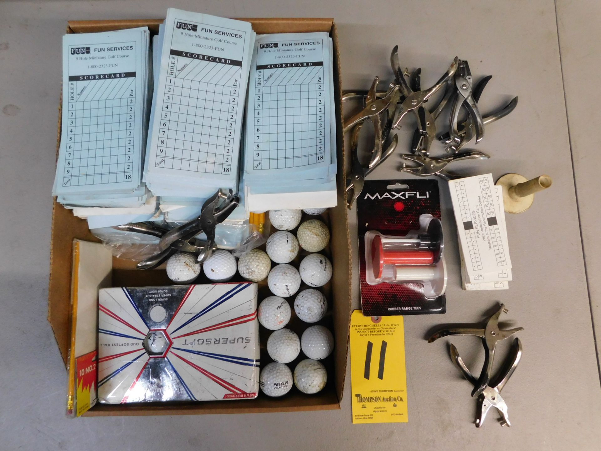 Miniture Golf, Score Cards, Hole Punches & Golf balls