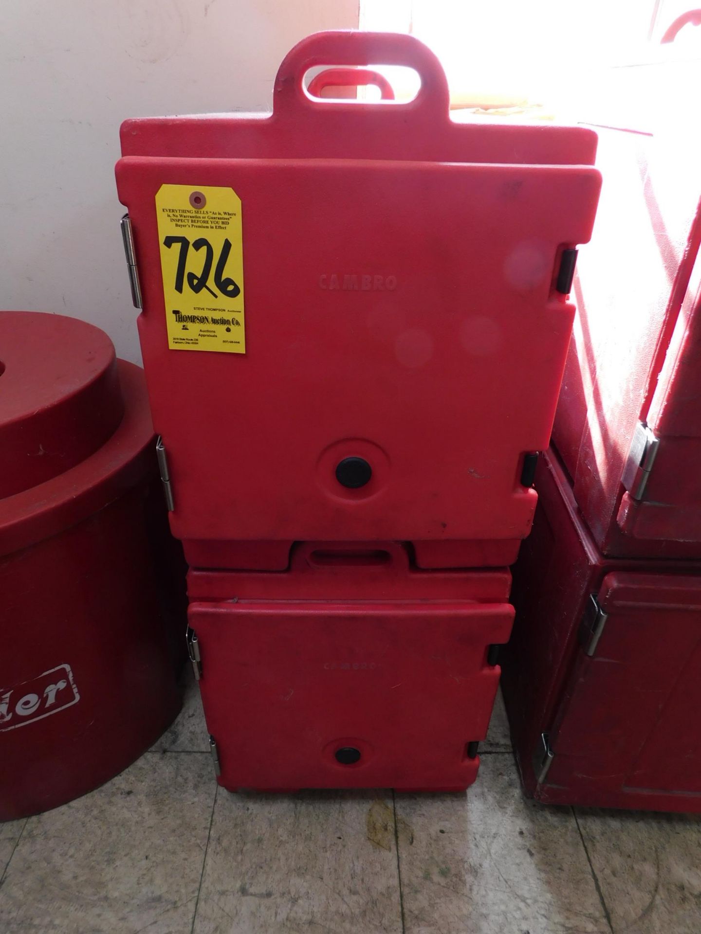 (2) Red Cambro Front Loading Insulated Food Pan Carrrier