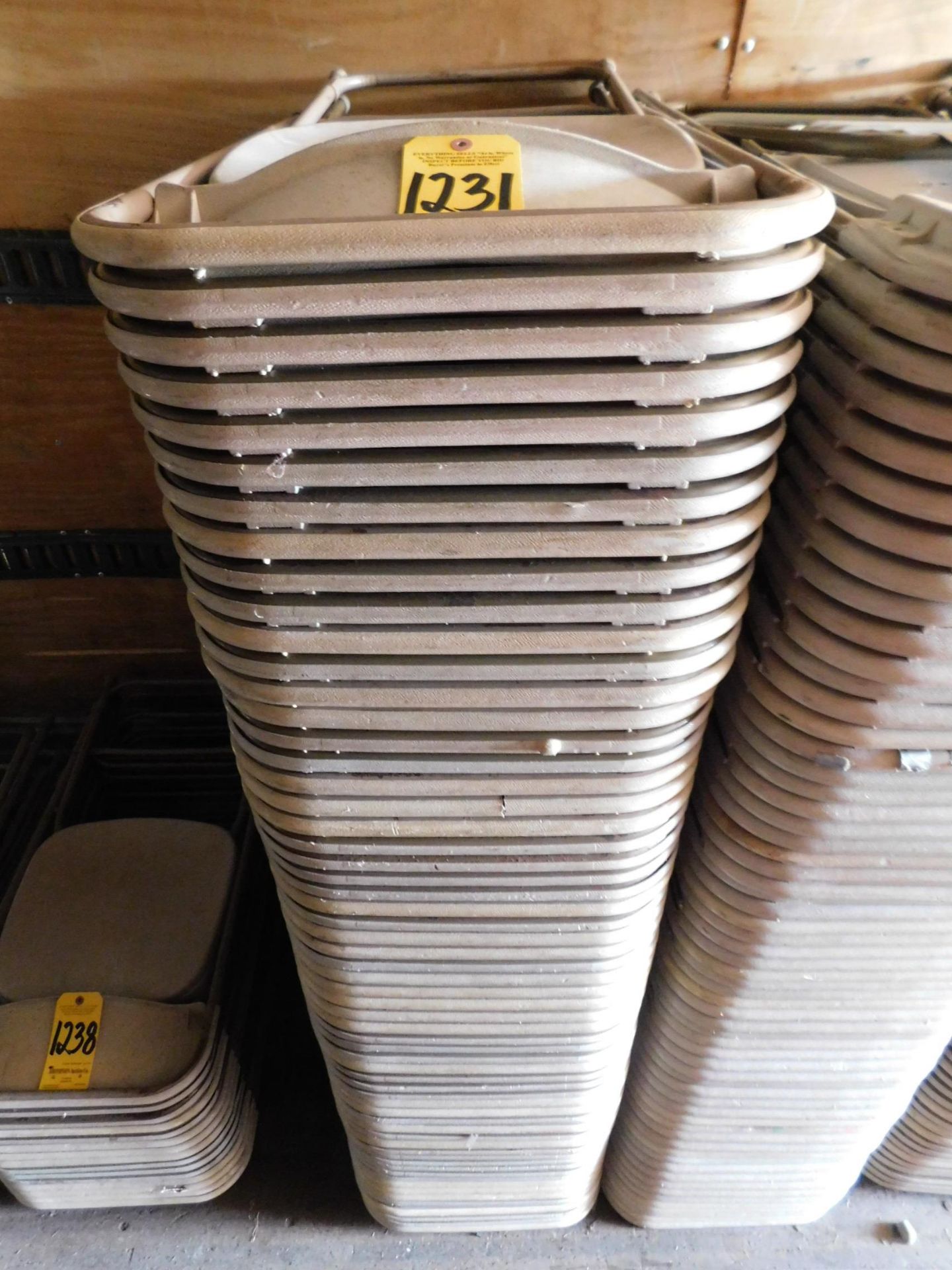 60 Biege/Brown Plastic Folding Chairs - Image 2 of 2