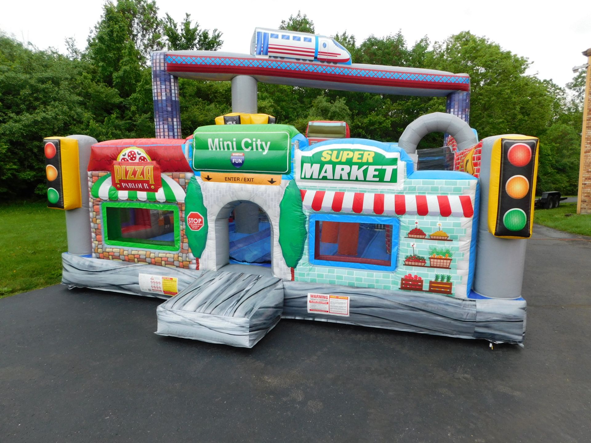 Eye Candy Mini City Inflatable Bounce House, 19'WX17'LX14'H, 2 Blowers req.
