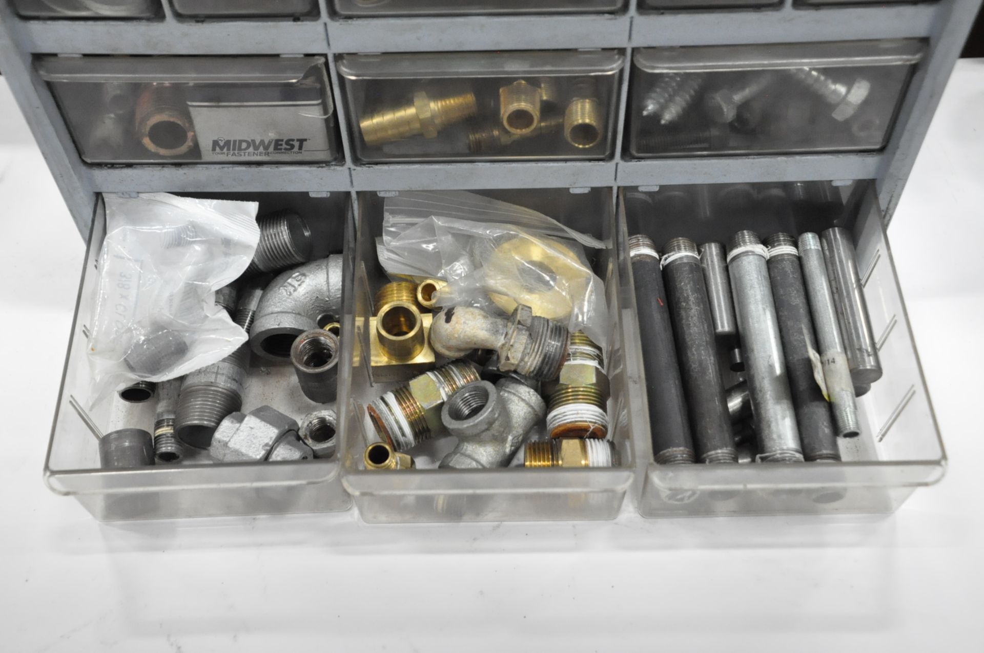 Organizer Bin Cabinet with Hydraulic Fittings Contents - Image 2 of 7