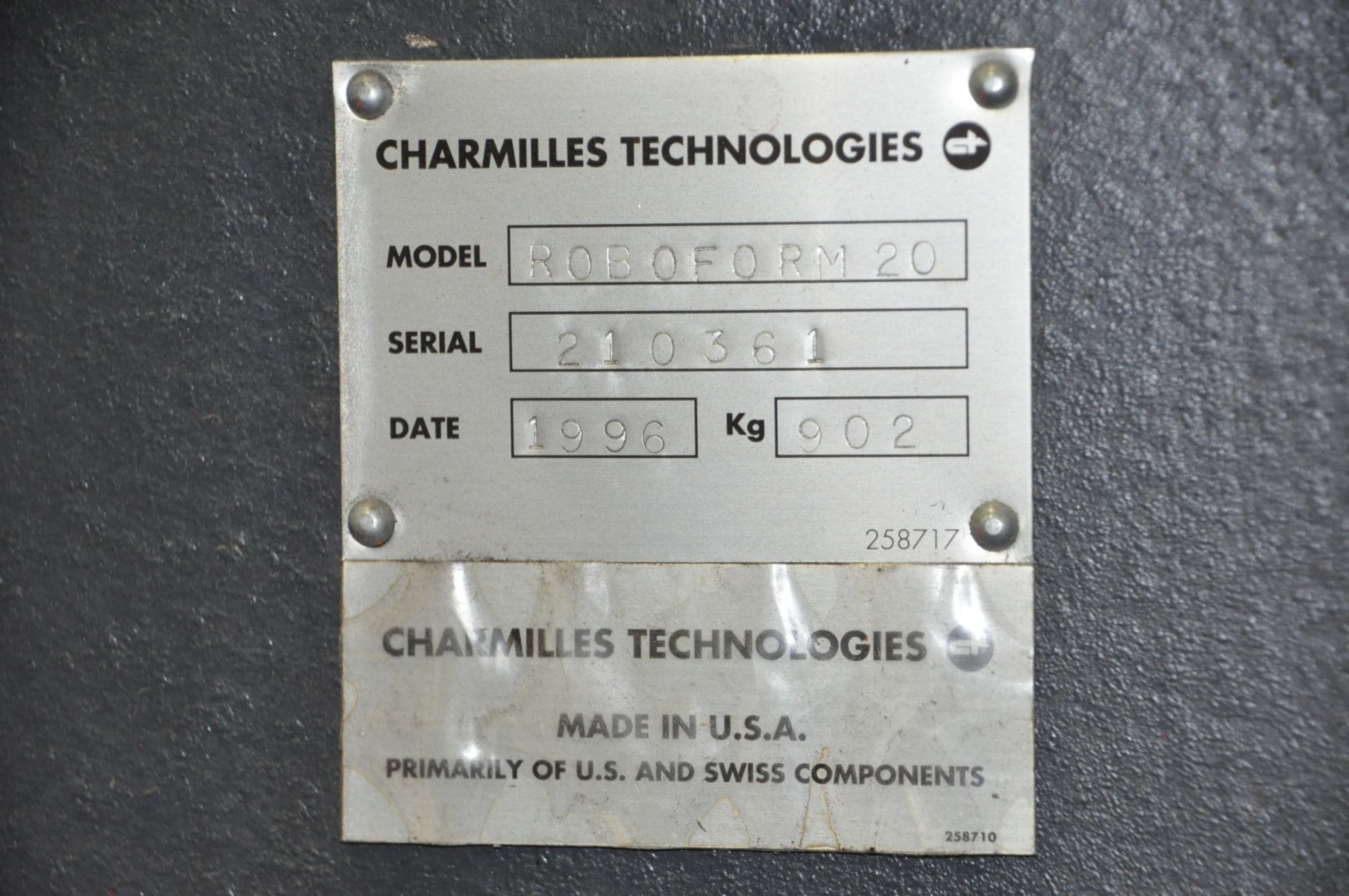 Charmilles Roboform 20A CNC Ram EDM, s/n 210361, New 1996, (Condition Unknown), (Not in Service) - Image 9 of 9