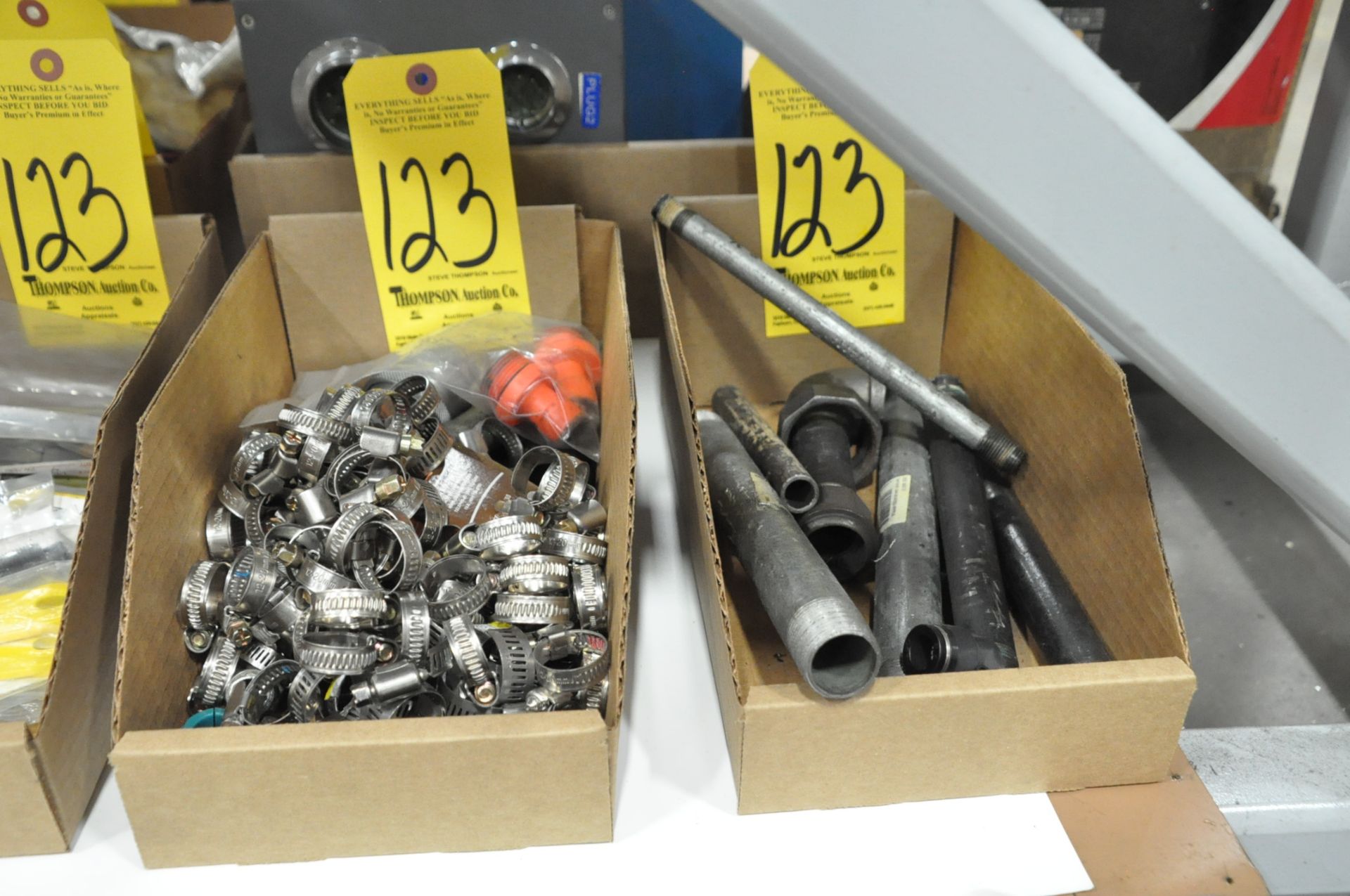Lot-Hose Clamps, Pipe Fittings, Batteries, Sweeping Compound, Air Regulators, Electrical and Misc in - Image 7 of 8