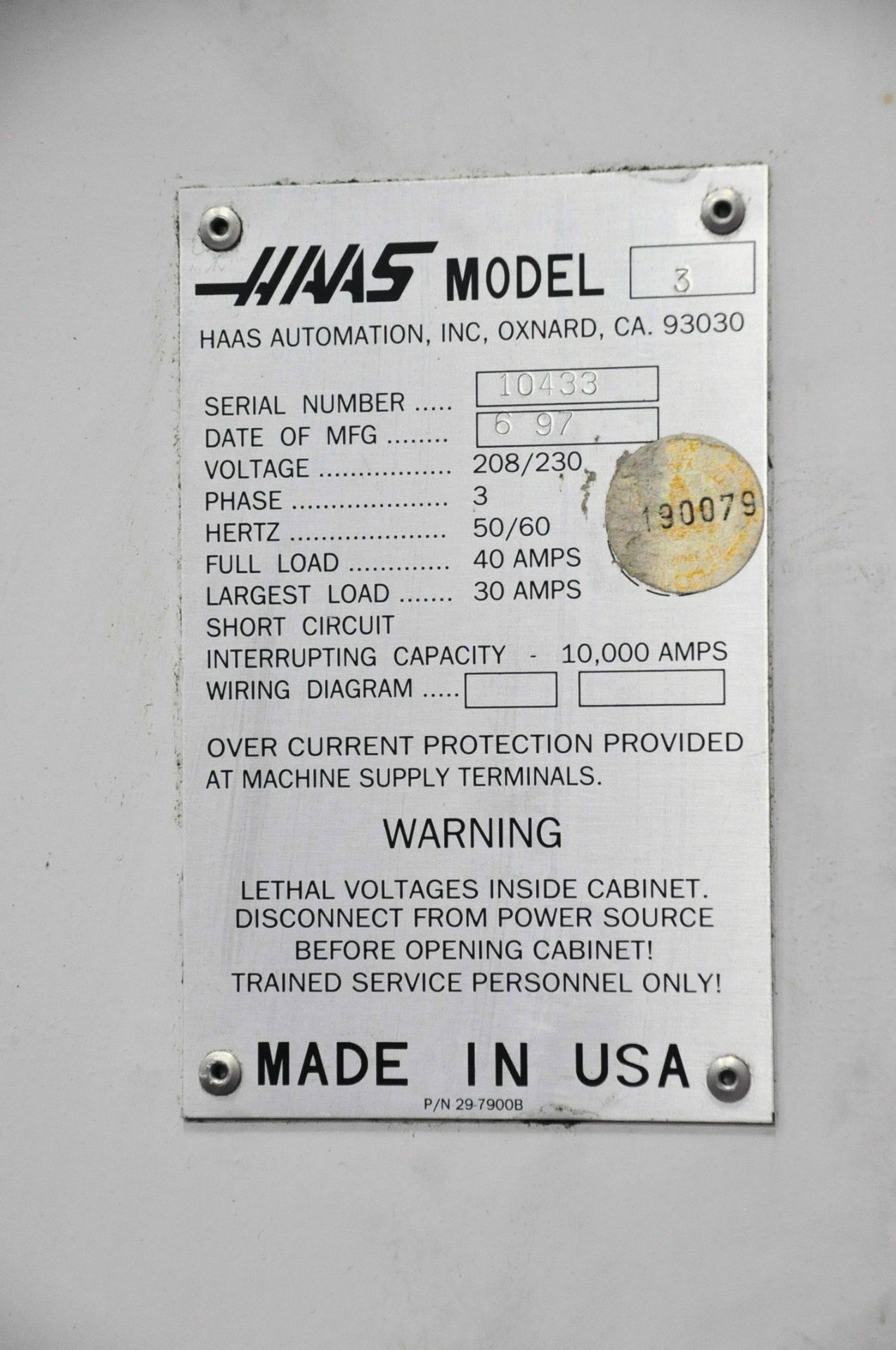 Haas Model VF-3 CNC Vertical Machining Center, s/n 10433, New 1997, Haas CNC Control, 48” X 18” - Image 8 of 8