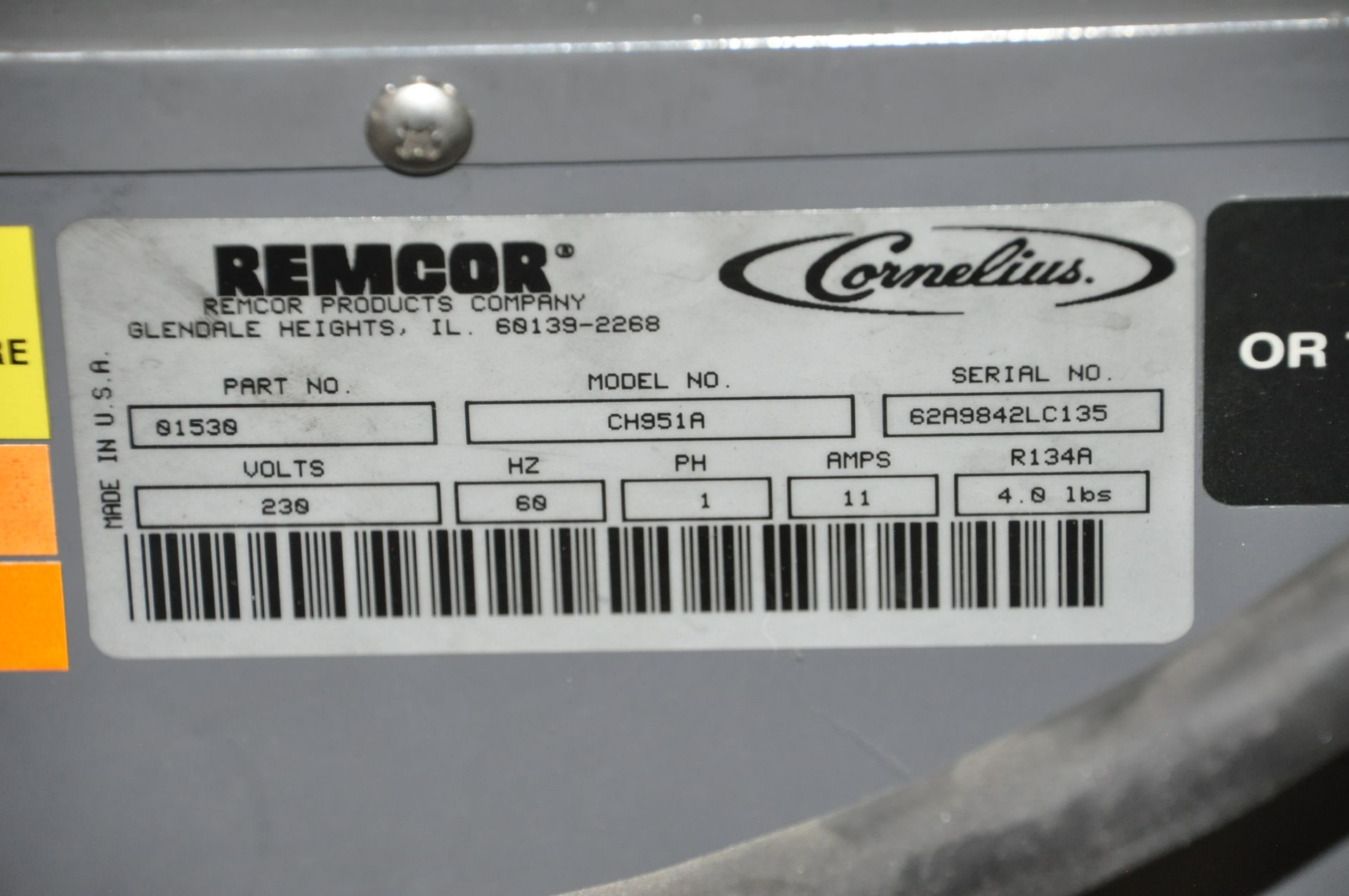 Remcor Model CHS51A, Wire EDM Liquid Chiller Unit, S/n 62A9842LC135, Portable - Image 2 of 2