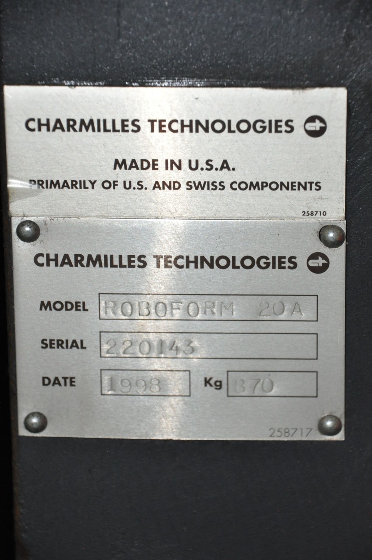 Charmilles Model Roboform 20A Ram EDM, s/n 220143, 32 Amp Power Supply, 15.7” X 11.8” Table, 11.8” X - Image 11 of 11