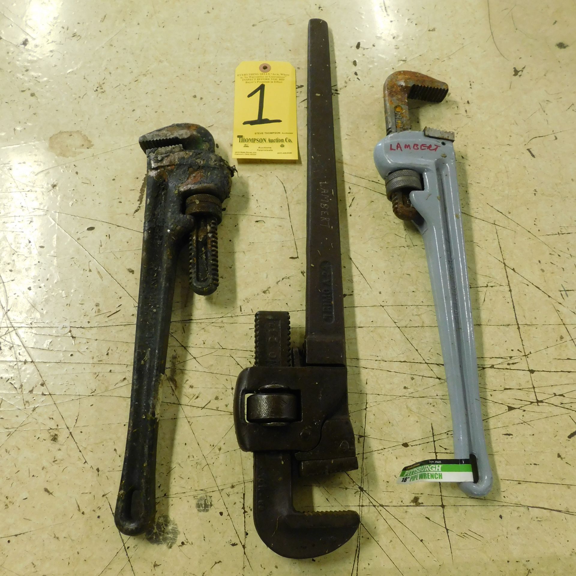 (3) Pipe Wrenches, Lot Location 117 S. Third St., Ansonia, Ohio