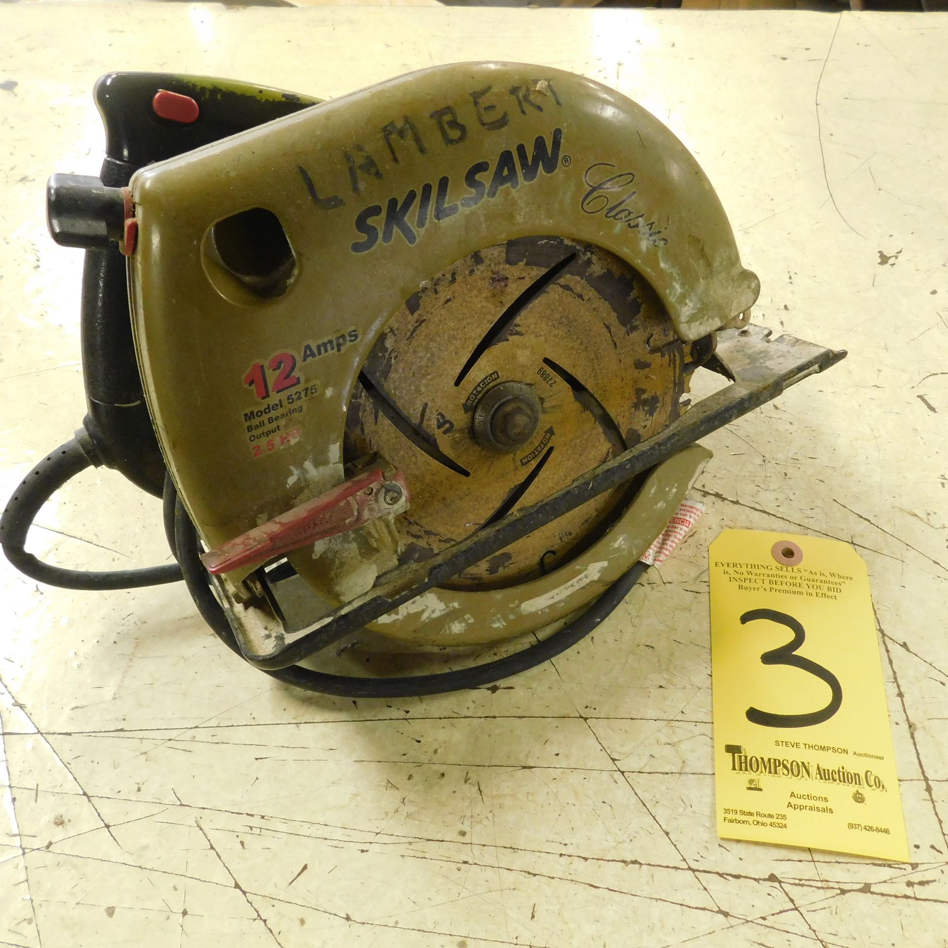 Skilsaw Cut Off Saw, Lot Location 117 S. Third St., Ansonia, Ohio