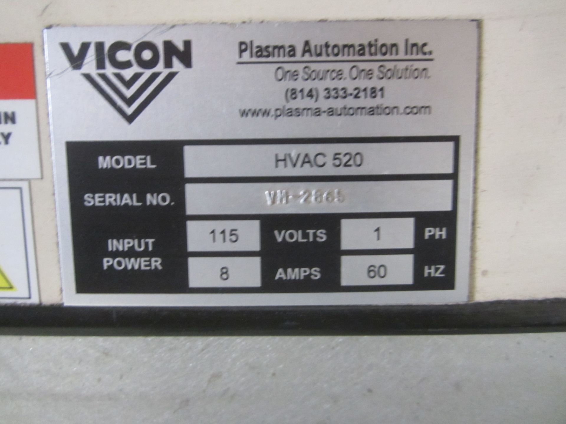 Vicon Model HVAC520 CNC Plasma System, s/n VM-2865, Equipped with Hypertherm Power Max 85 Plasma - Image 10 of 10