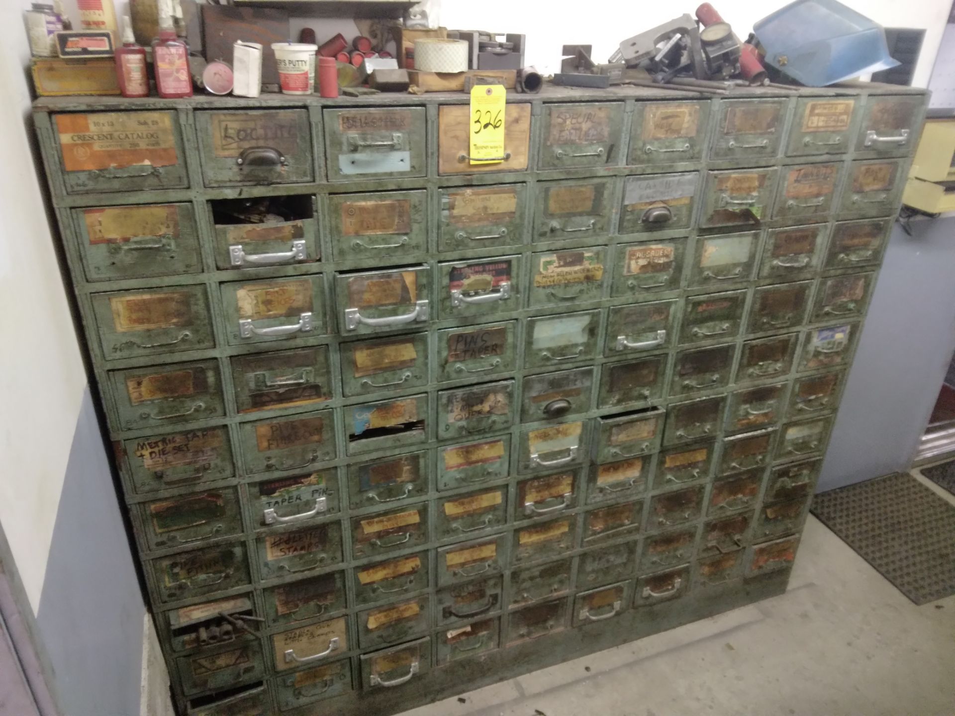 Vintage Wood Tool Cabinet, 90 Drawers