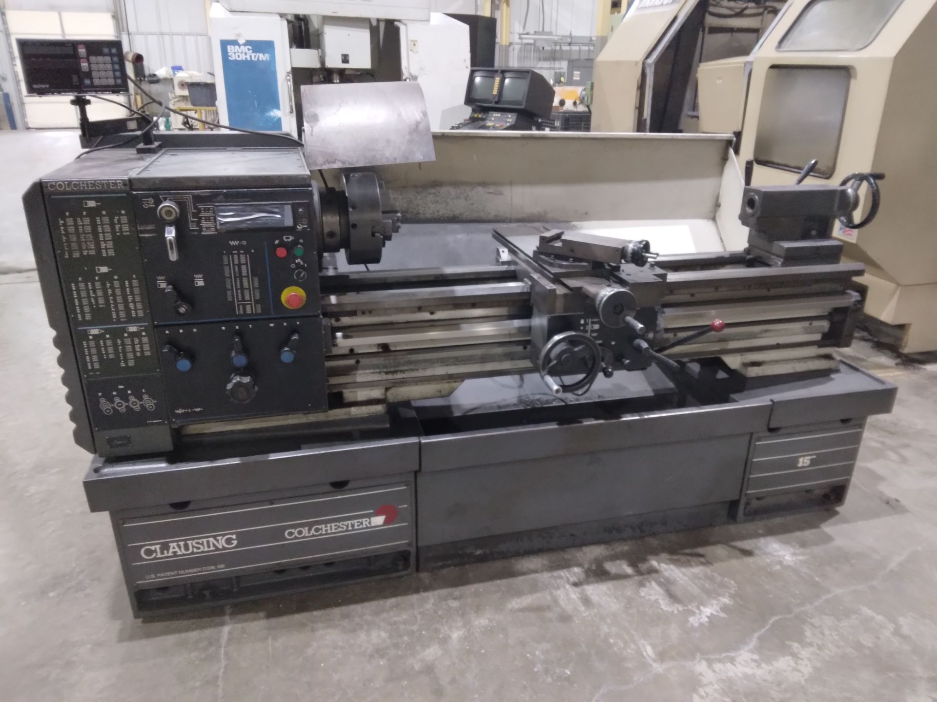 Clausing Colchester 15" X 50" Engine Lathe, Variable Speed, Tachometer Needs Replaced, Inch/Metric