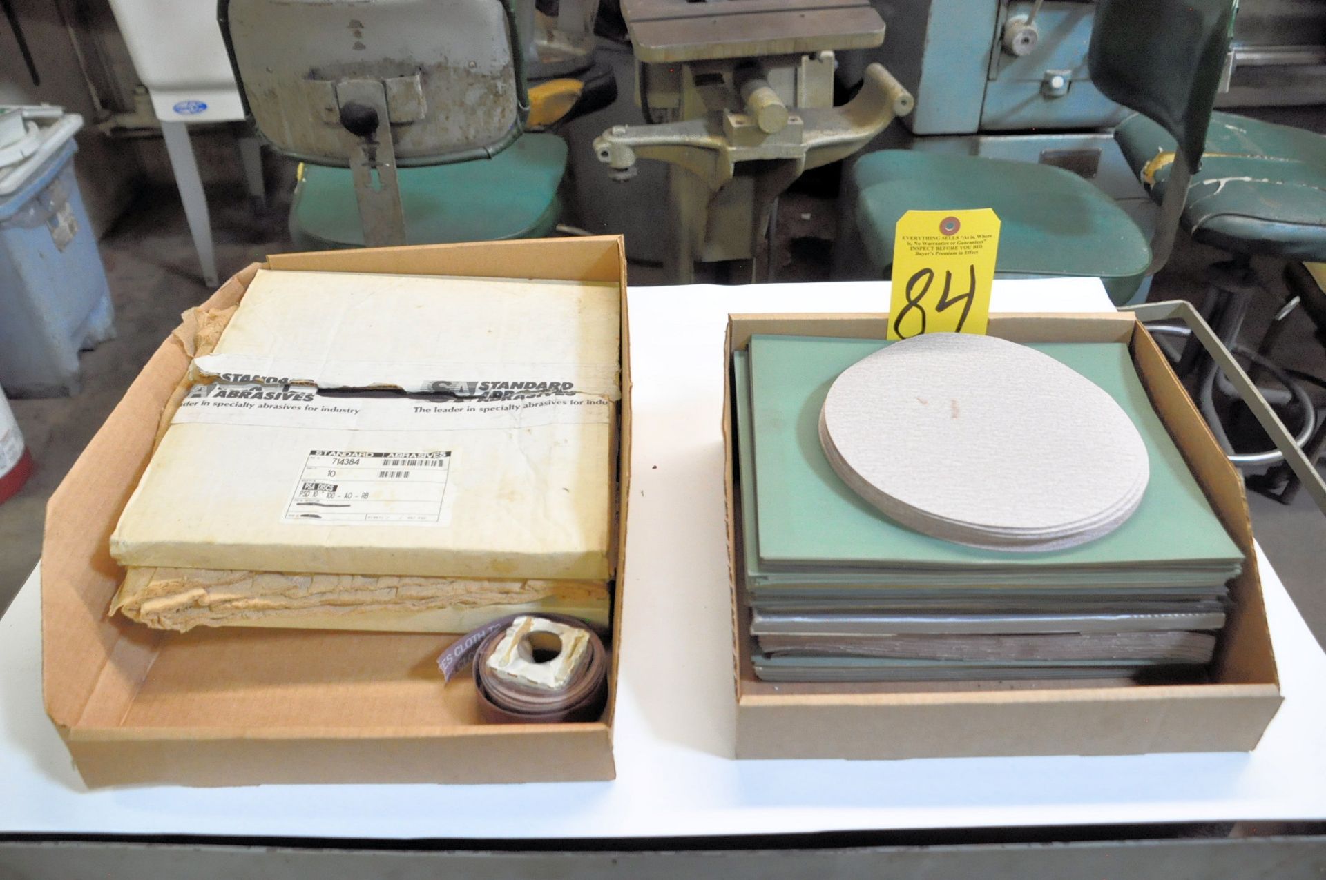 Lot-Sanding Sheets and Disks in (1) Box Under (1) Bench