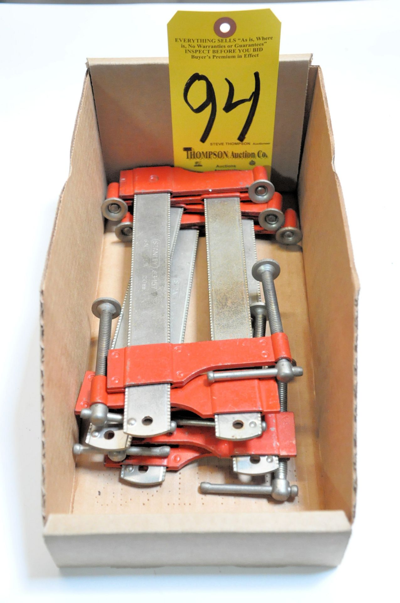 Lot-(5) 6" Bar Clamps in (1) Box Under (1) Table