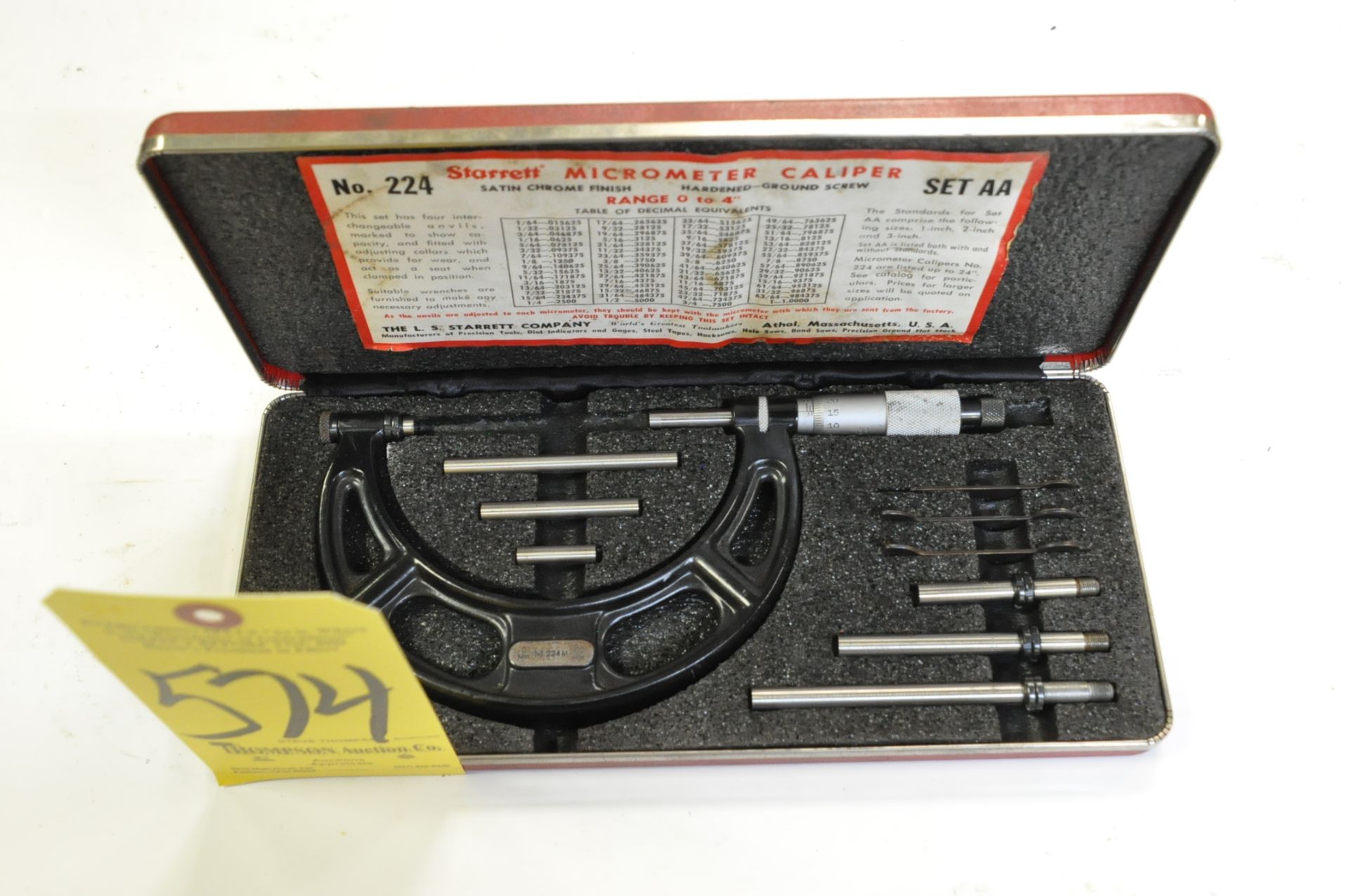 Starrett No. 224, 0 - 100mm Outside Micrometer with Case