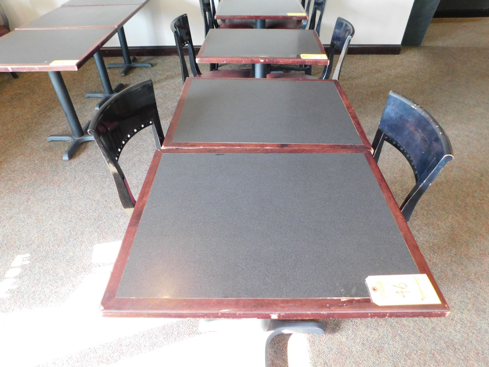2 Wood Tables 24" W x 30"L, with 2 Chairs