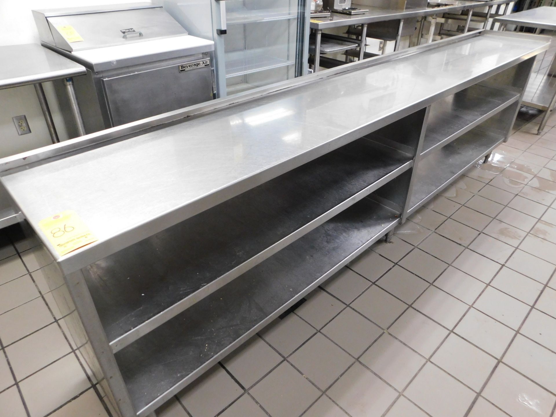 Stainless Table with Two Shelfs, 10'L x 18"W x 34"T