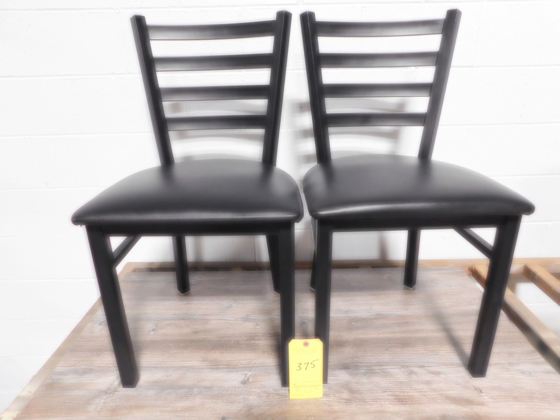 (2) Vinyl Seat Dining Room Chairs, Ladder Back