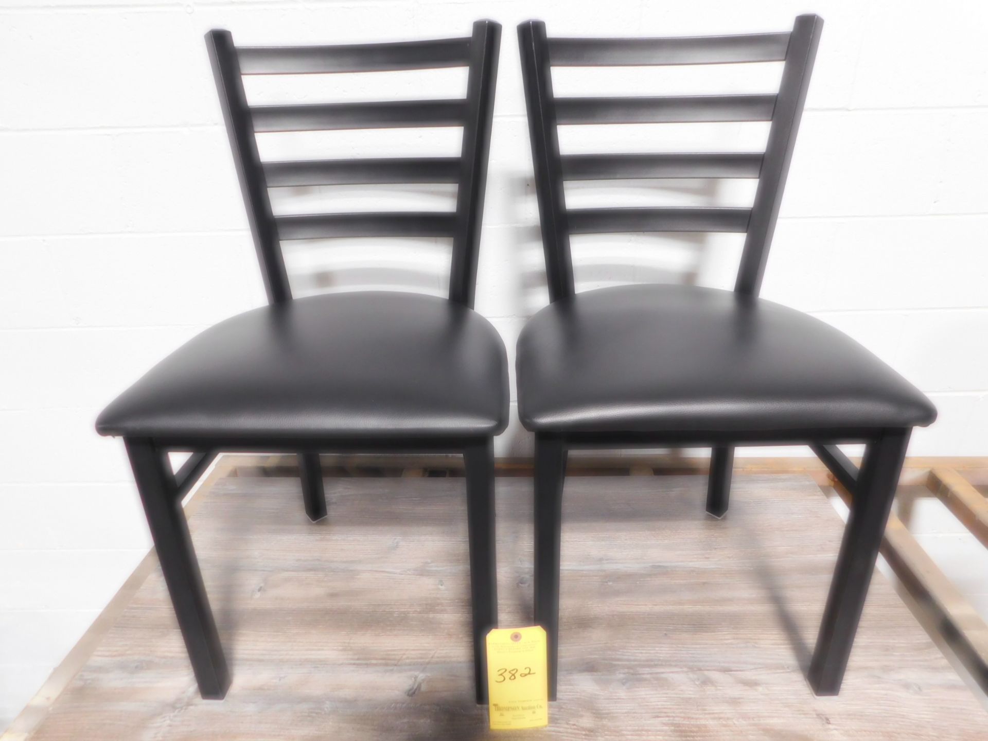 (2) Vinyl Seat Dining Room Chairs, Ladder Back