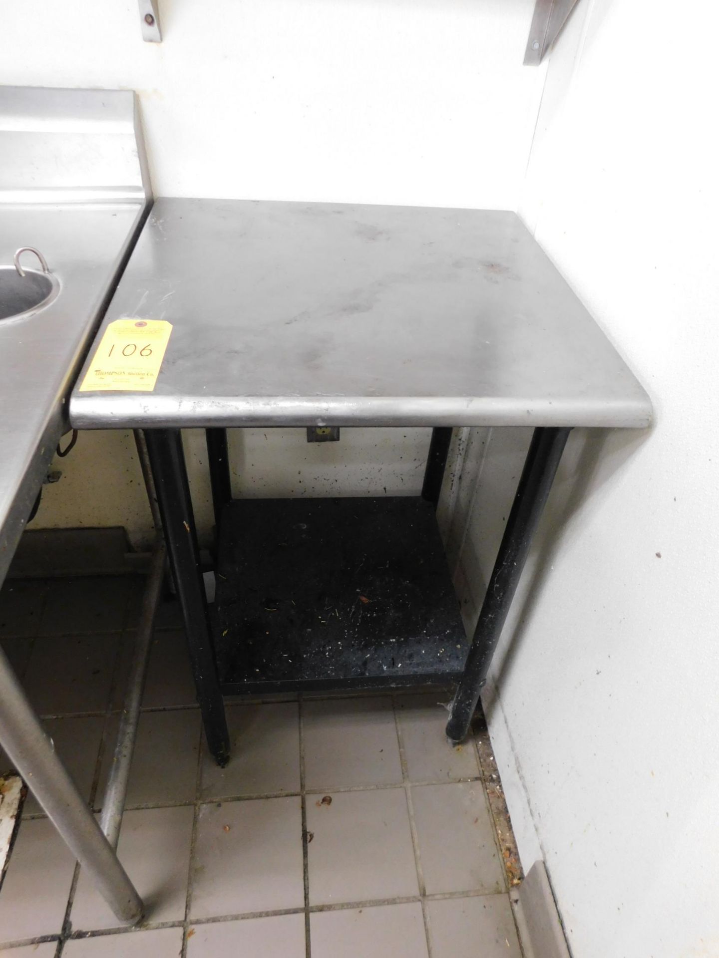 Stainless Table with Shelf, 2'L x 2'W x 36"T