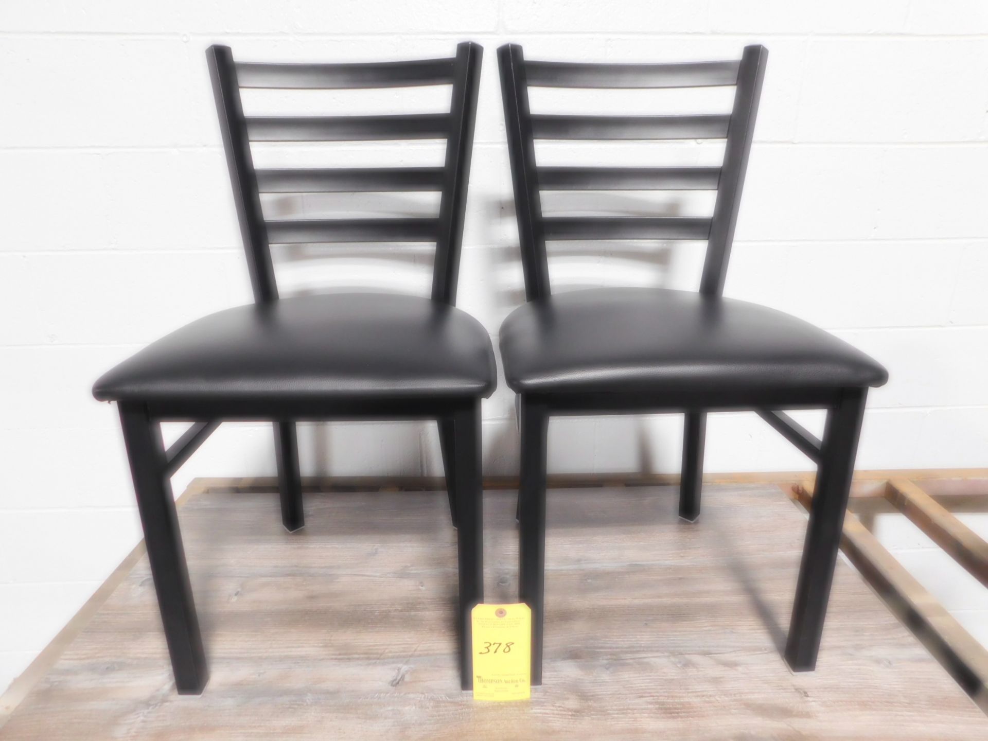 (2) Vinyl Seat Dining Room Chairs, Ladder Back