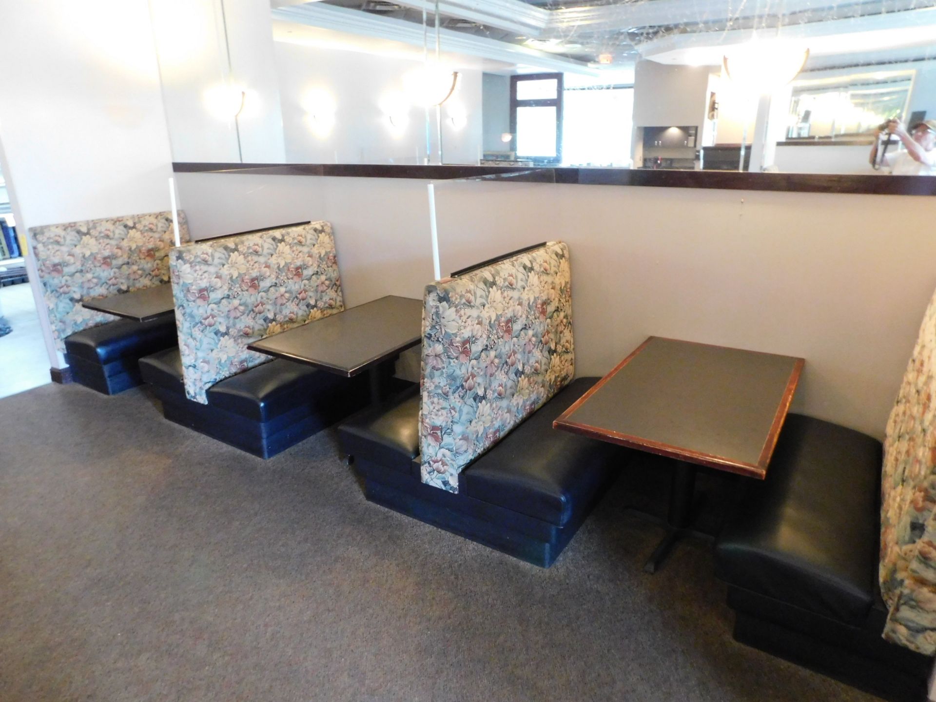 (4) Booths with (3) 4'L x 30" Tables, Booth is 18' 4" Long