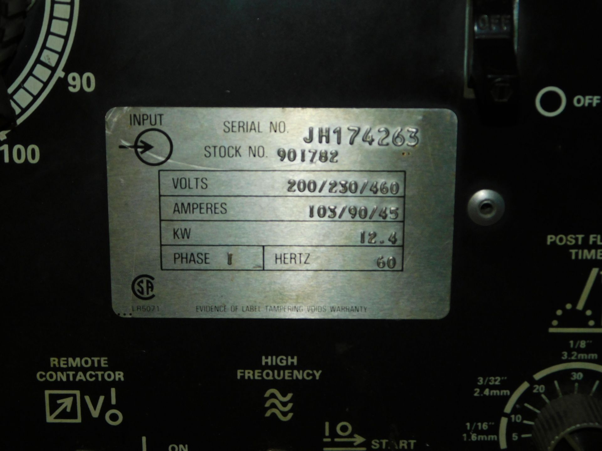 Miller Dialarc HF TIG WELDER SNJH174263 230/460V SINGLE PHASE - Image 5 of 8