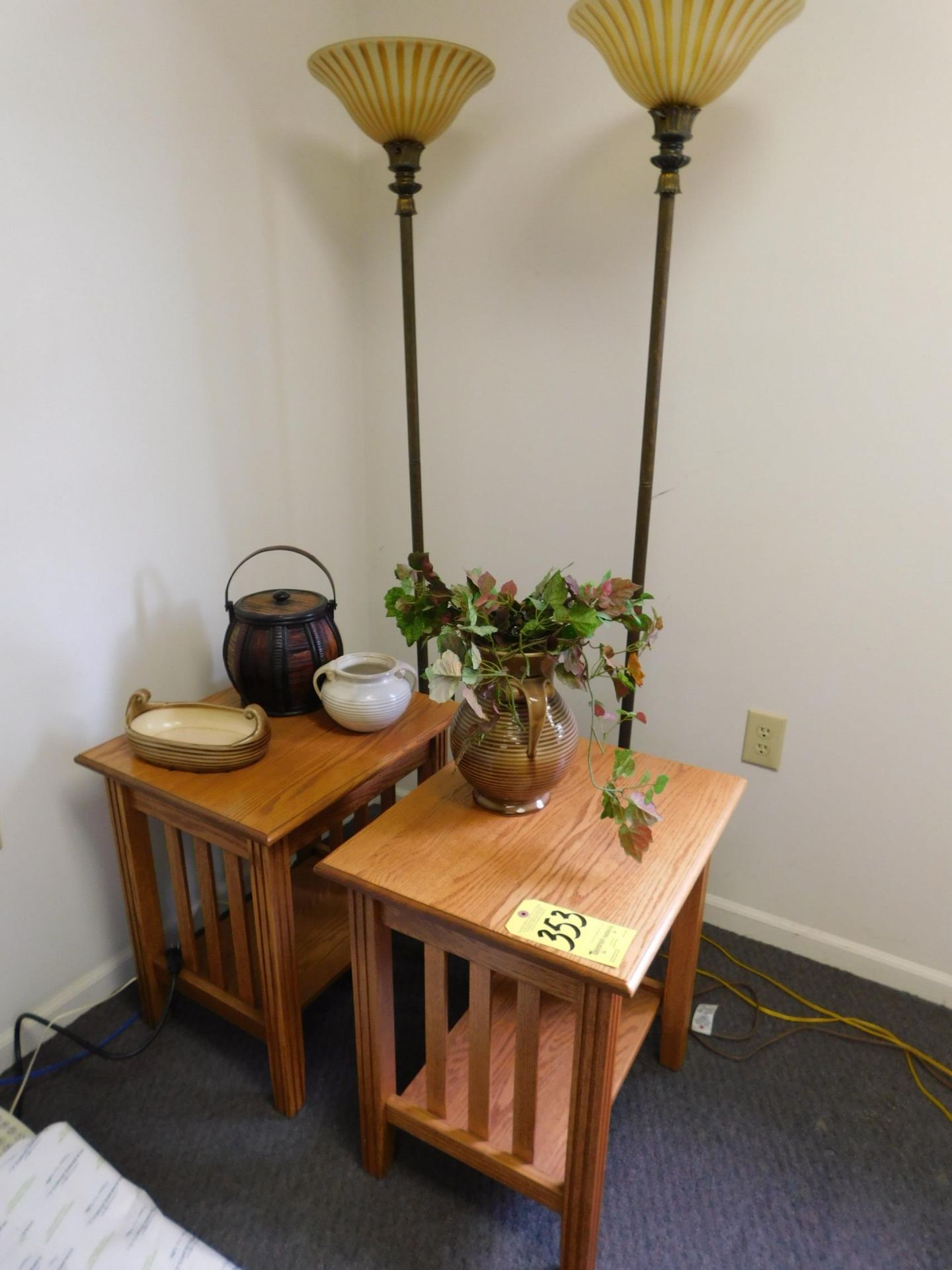 (2) End tables & (2) Floor Lamps
