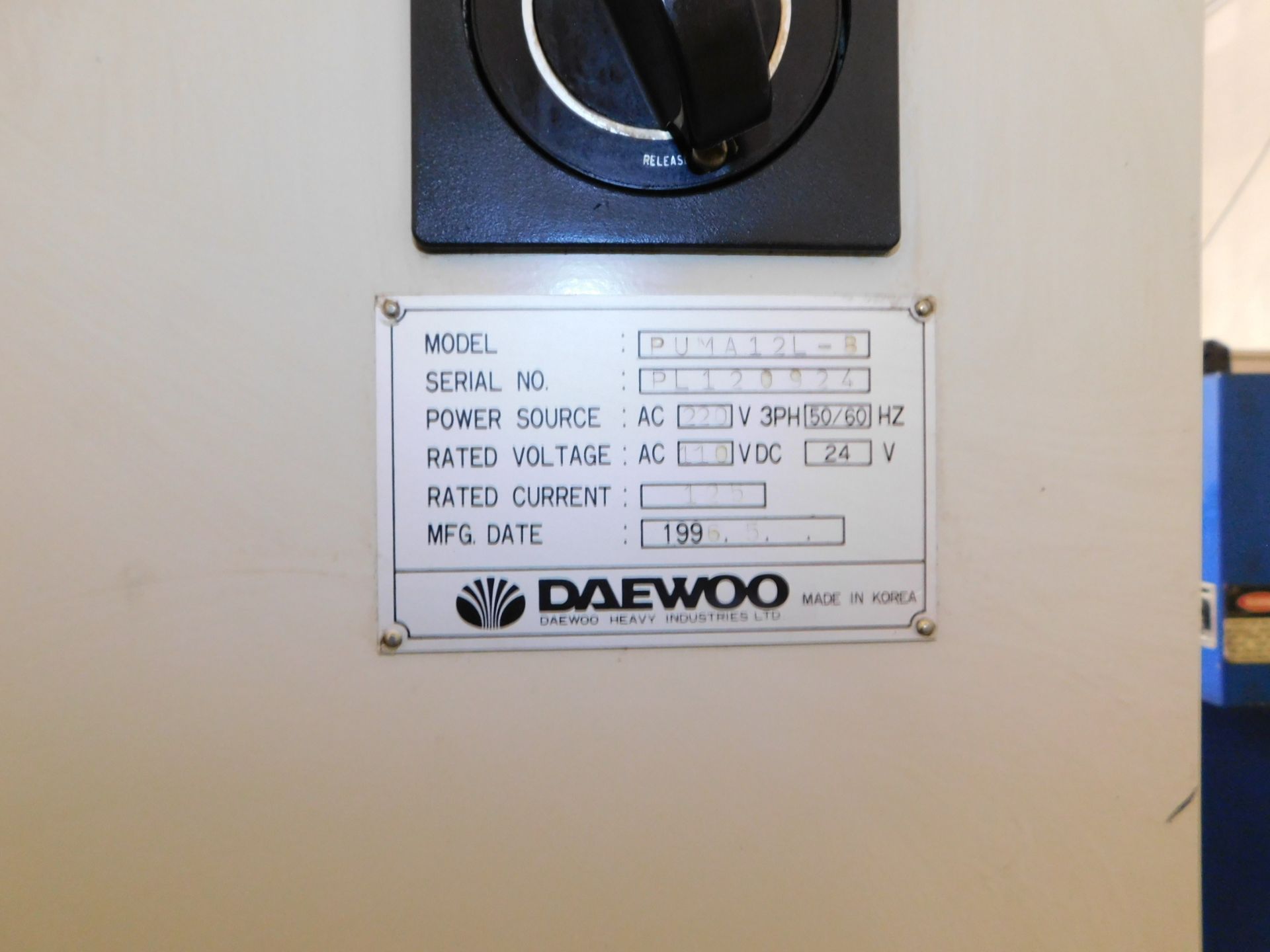 Daewoo Puma Model 12L-B, CNC Turning Center, S/N PL120924, New in 1996, Mitsubishi MELDAS 520 CNC - Image 15 of 17